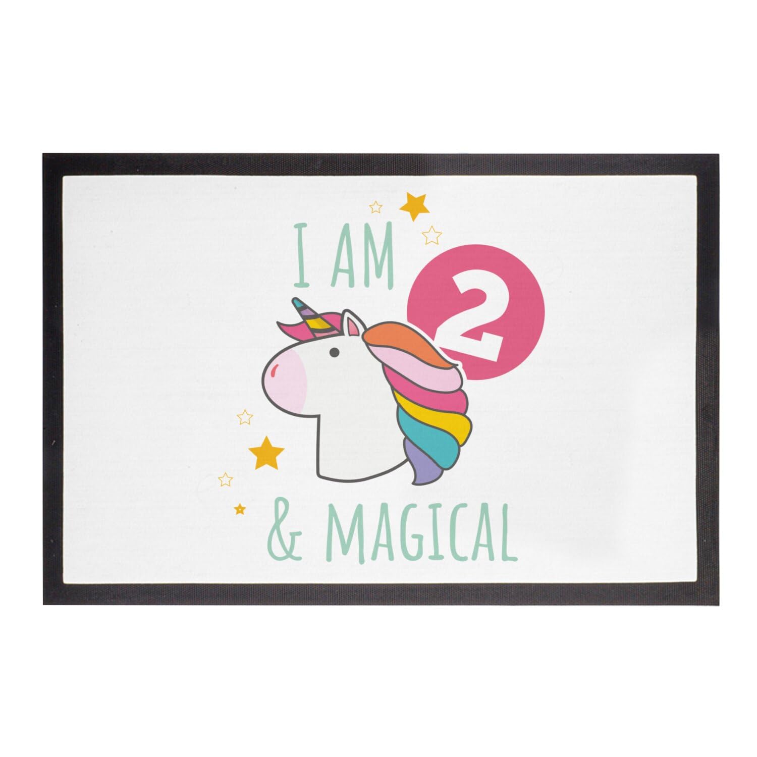 Licorne Fantaisie Paillasson Blanc 60x40cm Idée Cadeau Anniversaire 2 Ans