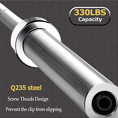 DOYCE 7 Ft Barbell Weight Set, 7 Foot Olympic Barbell Set, Bench Bar Strength Training Home Fitness Equipment Cross Weightlifting 330lb with 2 Olympic Barbell Clamps for Lifts 34LB