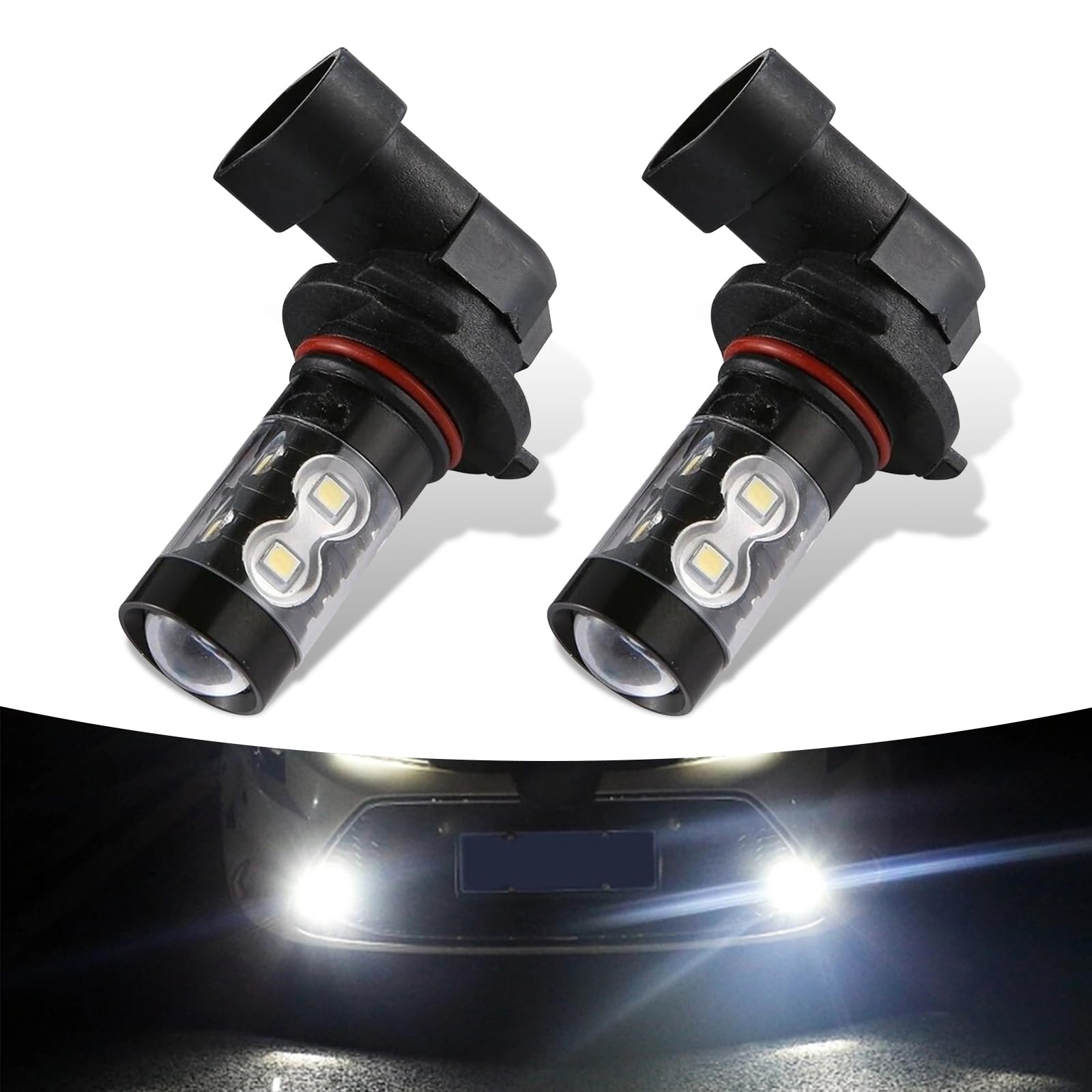 2 PCS H10 Car LED Anti-fog Lamp, 6000K 700LM 50W High Power and Efficient Heat Dissipation Alloy Shell Plug-and-play Fog Light Bulb, 360-degree No Dead Angle Car Lighting Accessories (White)