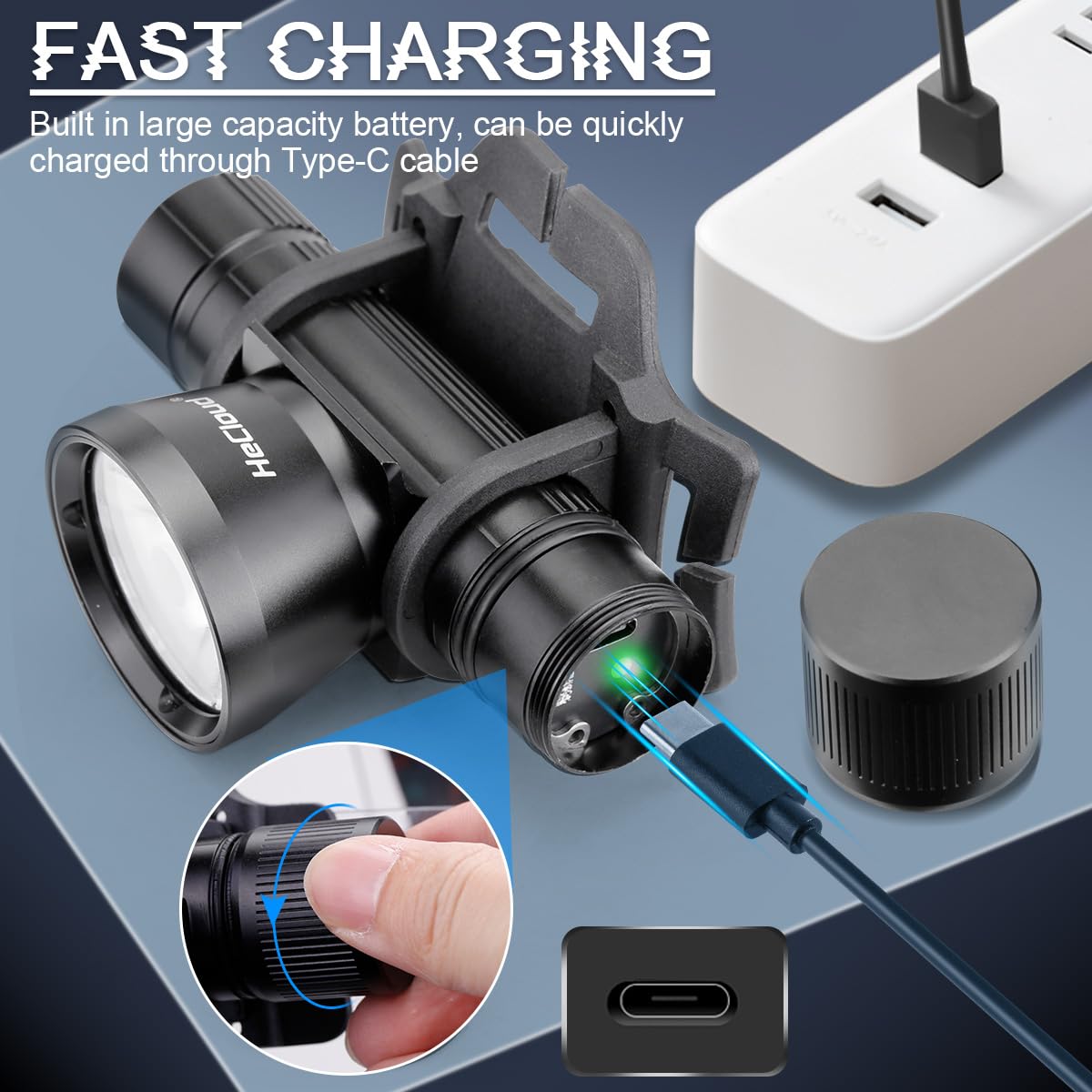 HECLOUD 3000 Lumens Super Bright Diving Headlamp IP68 Waterproof Dive Flashlight Rechargeable Underwater Headlight with 3 Modes Perfect for Scuba, Night Snorkeling and Underwater Exploration