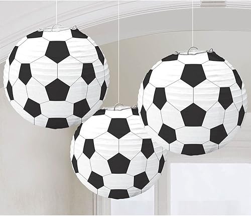 Miniatura 3 de Amscan Faroles de papel decorativos en forma de fútbol de 13.5 pies, 3 unidades