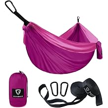 Gold Armour Camping Hammock - Portable Hammock Single Hammock Camping Accessories Gear for Outdoor Indoor Adult Kids, USA Based Brand Fuchsia & Pink