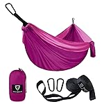 Gold Armour Camping Hammock - Portable Hammock Single Hammock Camping Accessories Gear for Outdoor Indoor Adult Kids, USA Based Brand (Fuchsia & Pink)
