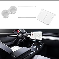 Vista 9 de 3 piezas de accesorios para consola central para Tesla Model Y 2021-2024 y Model 3 2021-2023, inserto para portavasos, protector de borde