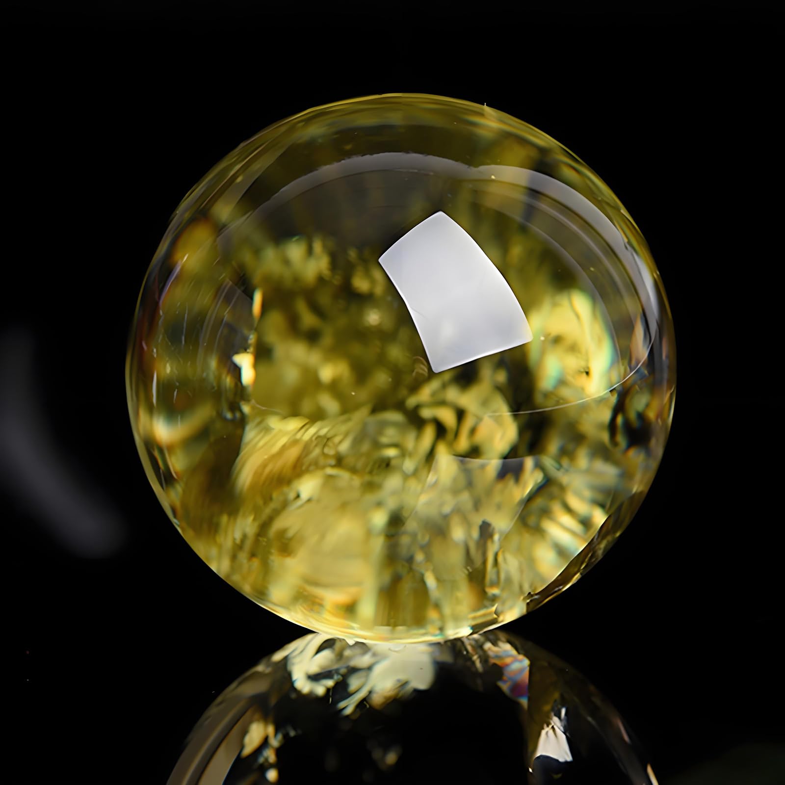 CYVXCPPGI Yellow Crystal Ball Citrine Quartz Sphere,Round Crystal Ball with Stand,Rock Sphere Sculpture Figurine for Feng Shui,Divination,Witchcraft,8cm
