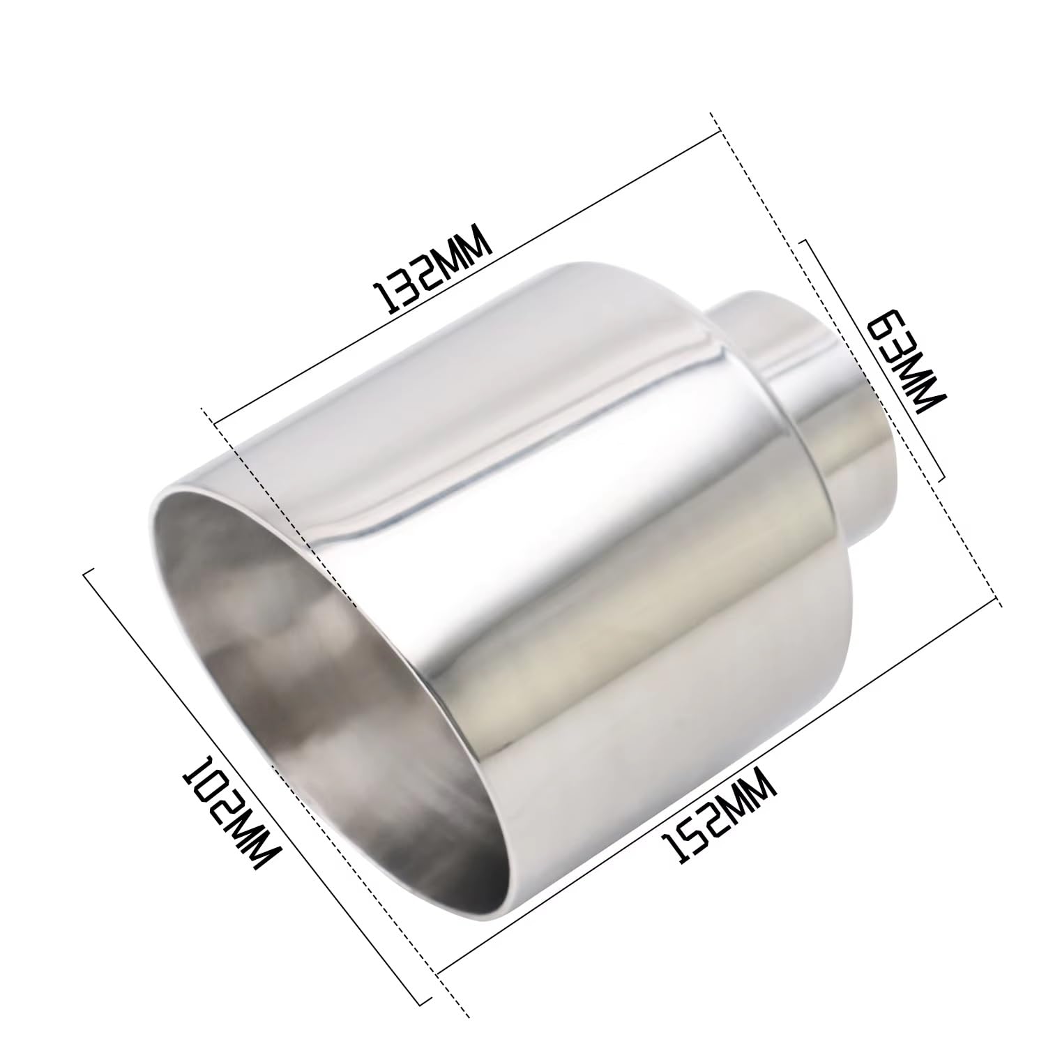 Cola Escape Coche Tubo 63mm Entrada 89mm 102mm Salida Tubo Escape Coche Accesorios Universales(DM2023b)