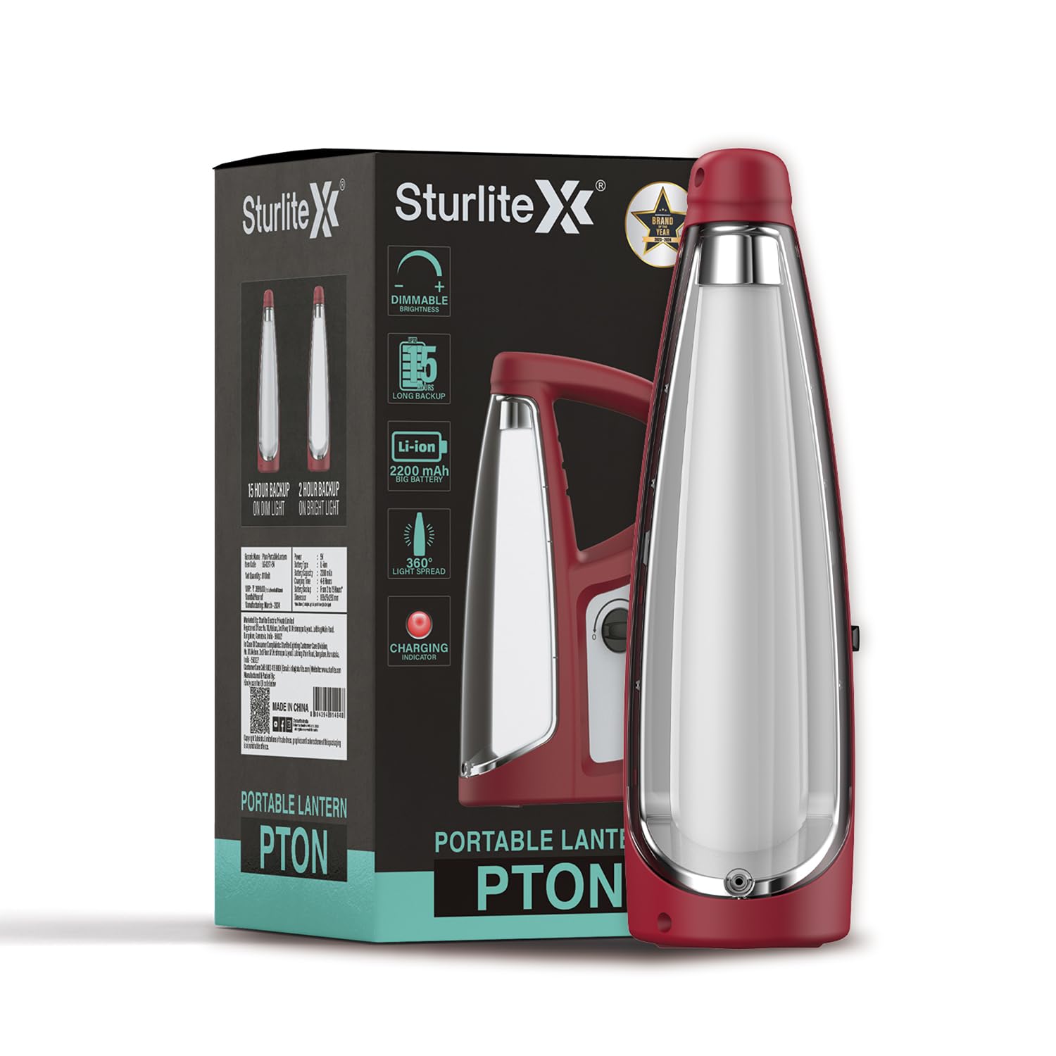 Sturlite Pton 12W LED Portable Lantern| 2200mAh Rechargeable Li-ion Battery| Upto 15Hrs Long Battery Back Up| 360° Light Spread & Knob for Brightenss Adjustment LED Lamp - (Pack of 1)-picture-26