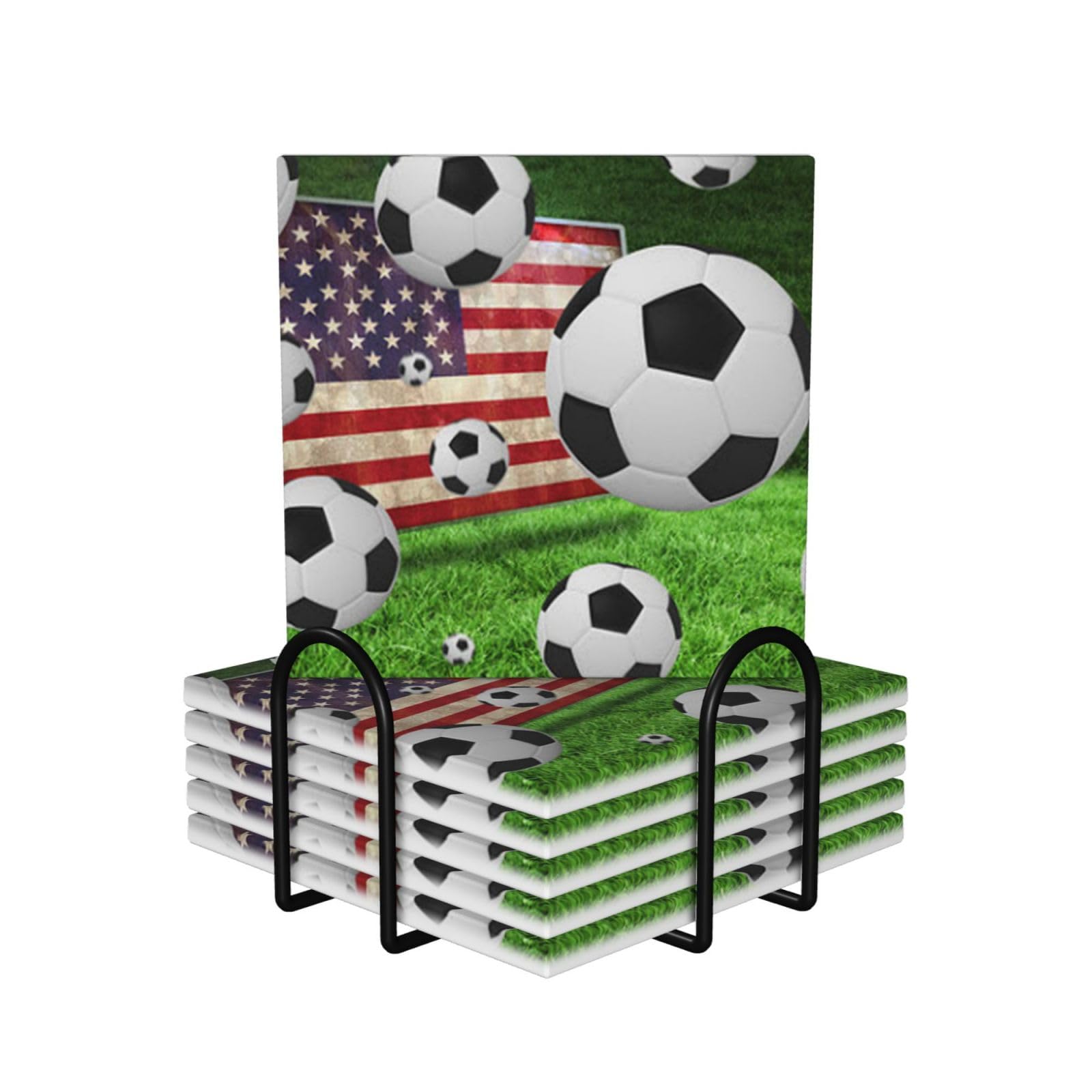 Calcio USA Bandiera Americana stampato sottobicchiere in ceramica Set di 6 sottobicchieri decorativi