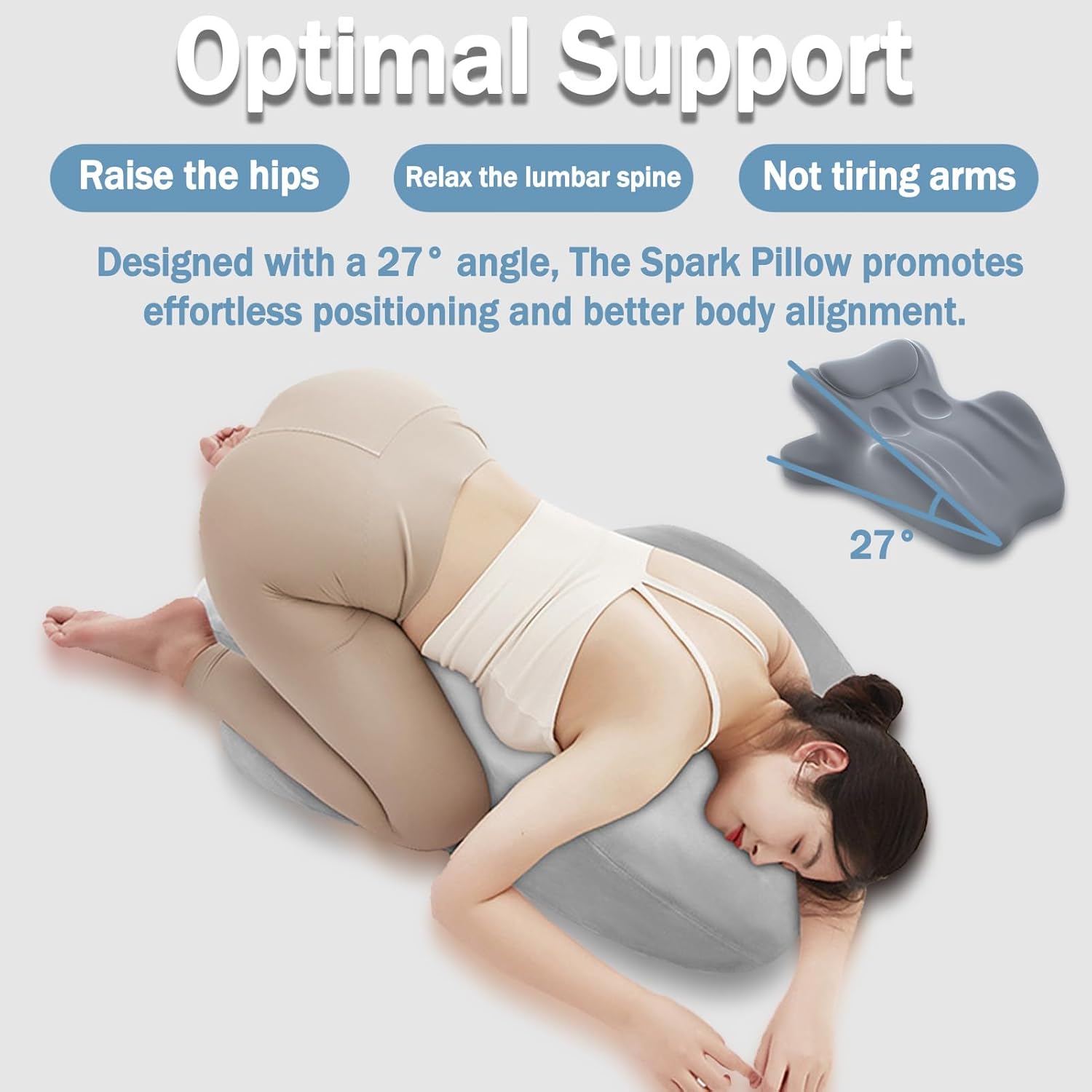 27 Degree Couples Pillow - Couples Pillow for Intimacy,Intimacy All Perfect Position Easily Postures (Gray)