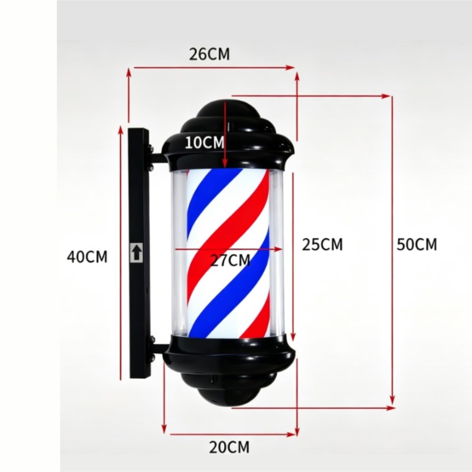 Poste de barbero con tiras LED giratorias, poste de barbero tradicional