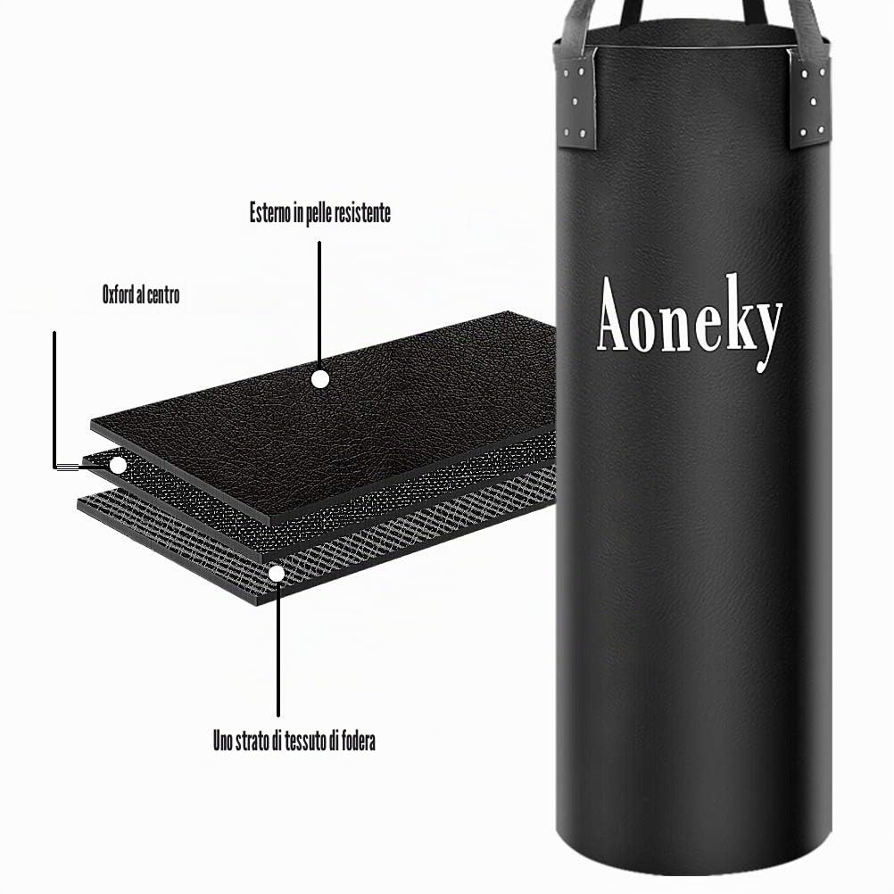 Aoneky Sacco Boxe da 50cm/1M/1.8M con Cinghie e Testa Rotante, Peso Fino a 45KG/60KG - Sacchi Boxe Sospeso per MMA, Mua Thai, Judo, Arti Marziali