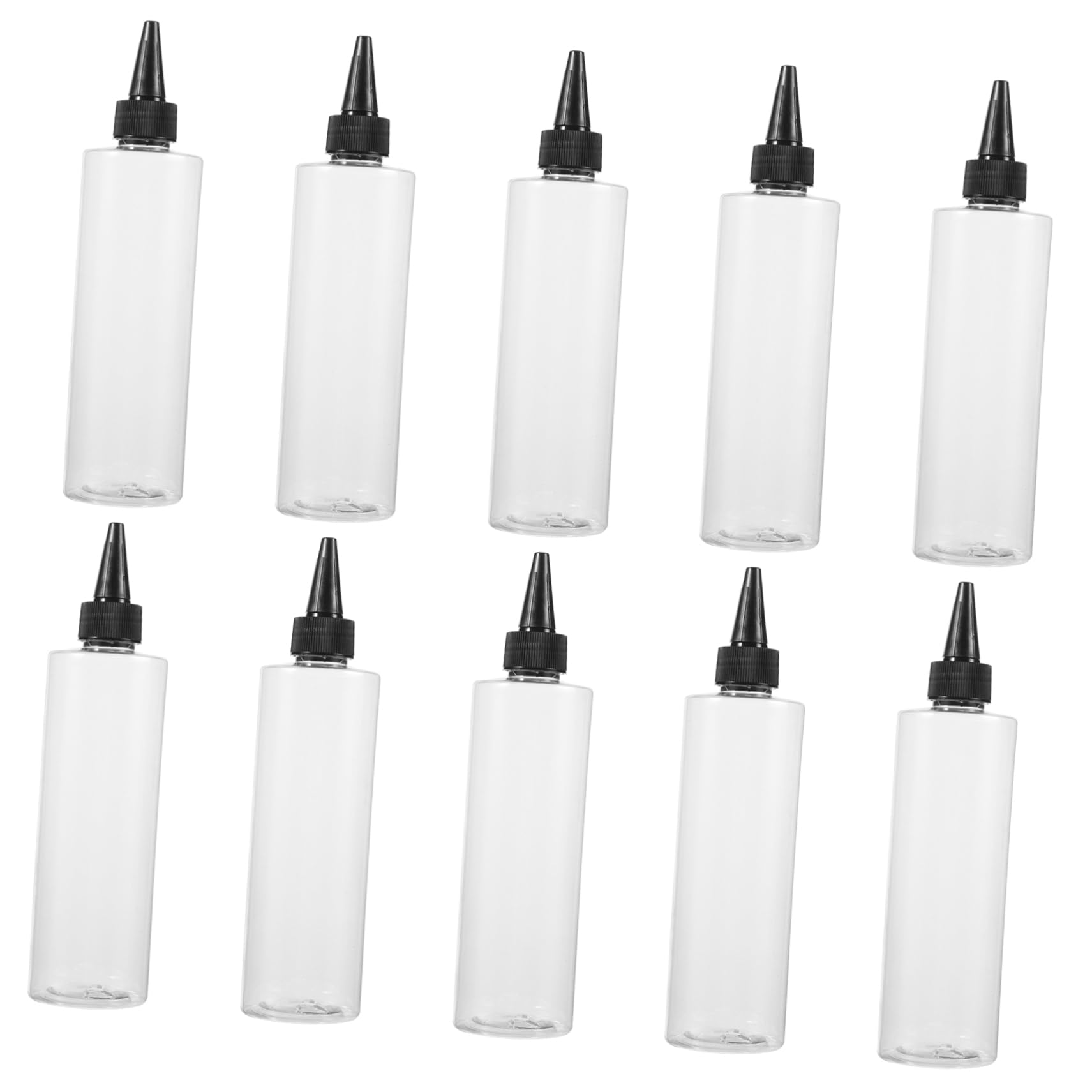 KALLORY 10 Pack 250ml Plastic Bottles with Pointed Tip Hair Dye Applicator Spray Bottle for Hair Scalp Random Color