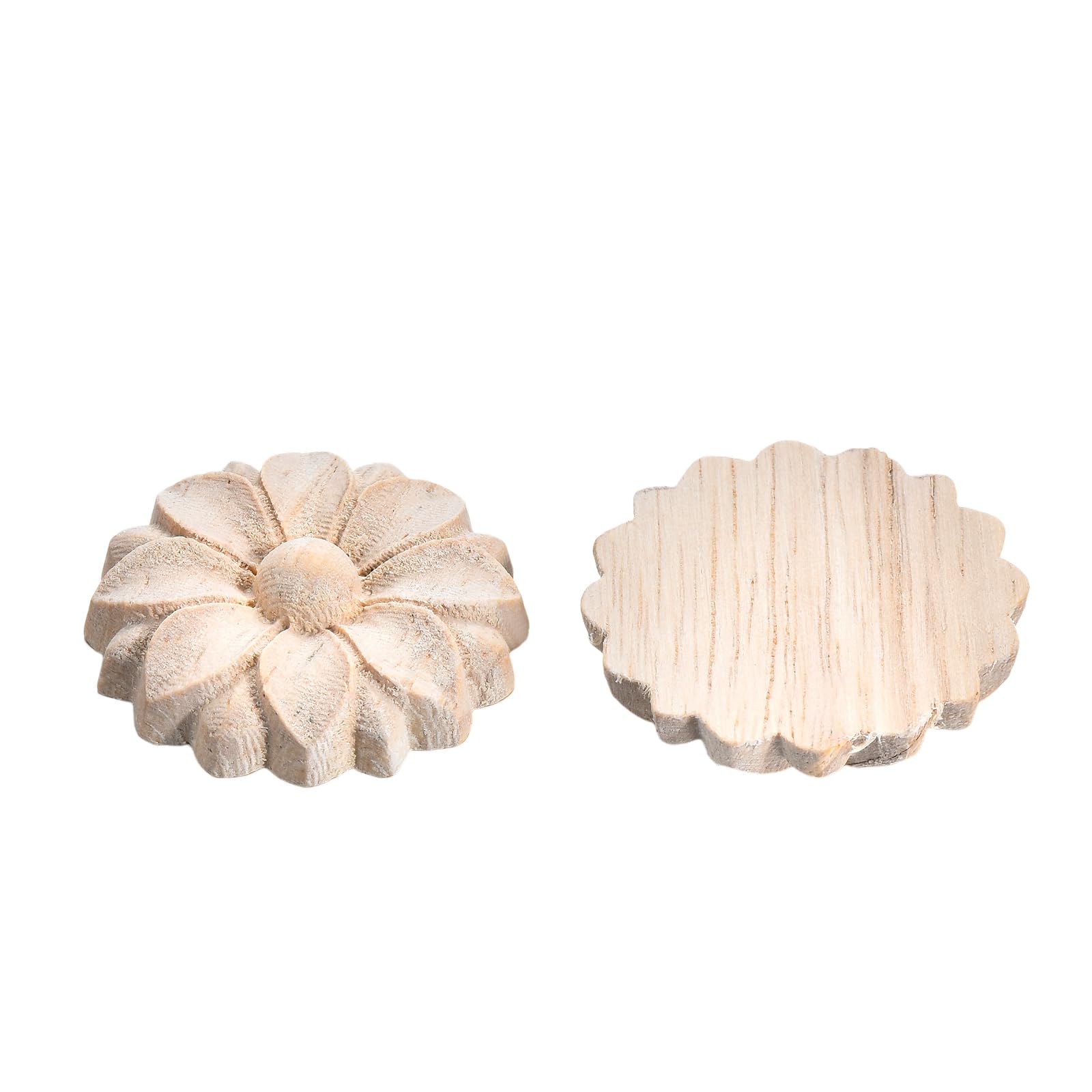 10 Unlackierte Holzrosetten, Je 3 Cm – Blumenschnitzerei Zum Bemalen & Aufkleben | Möbel-Dekoration Für Schrank, Kommode, Bett