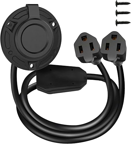 MECESOR Enchufe de puerto de entrada de alimentación de CA de 15 amperios y 125 V, enchufe de entrada de alimentación de tierra RV con cable de disponible en Yaxa Peru