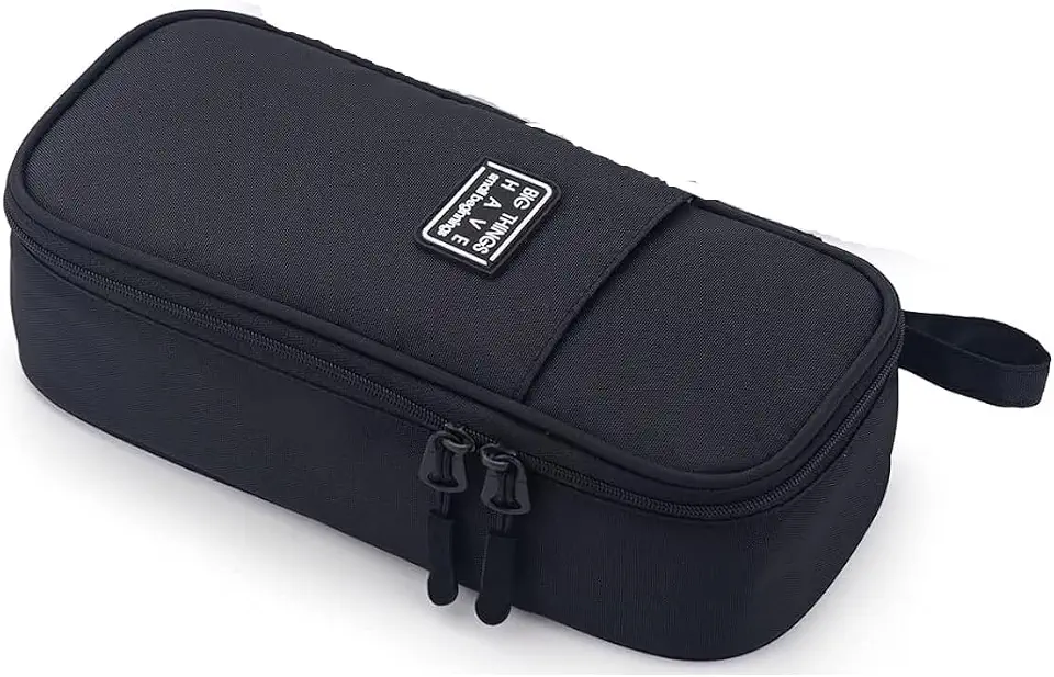 Durable Large Capacity Pencil Case, Big Storage Pen Pouch with Strong Zippers, for School, College, Office Supplies, Black