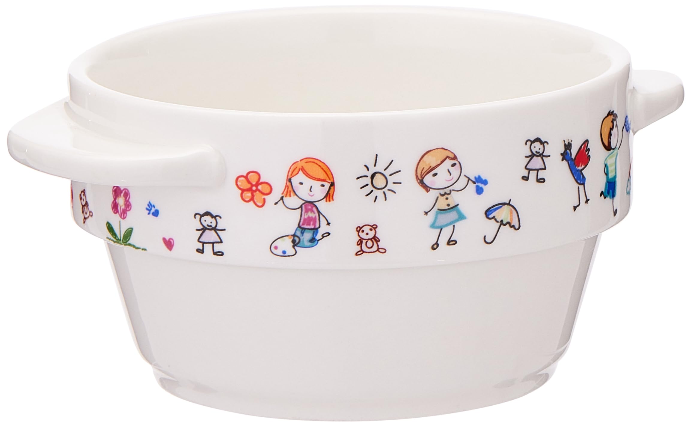 Porceletta Porcelain Stackable Kids Soup Cup with Handle, 4-Inch Size, Ivory