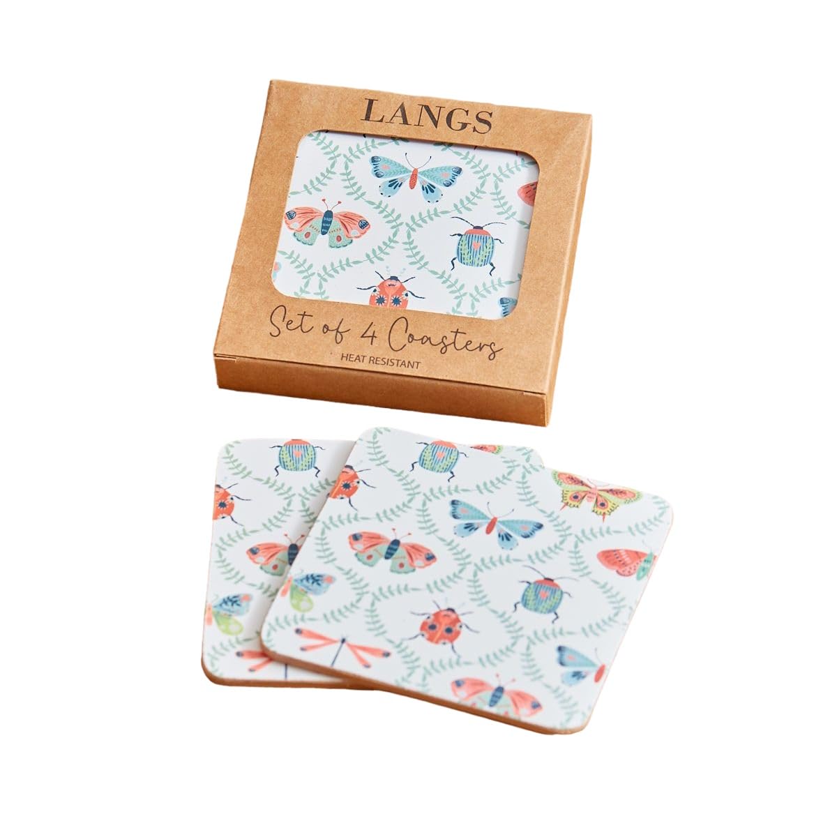 Drinks Coaster Set Drink Coasters Coffee Mug Cup Mat Cork Square Butterfly 4pc