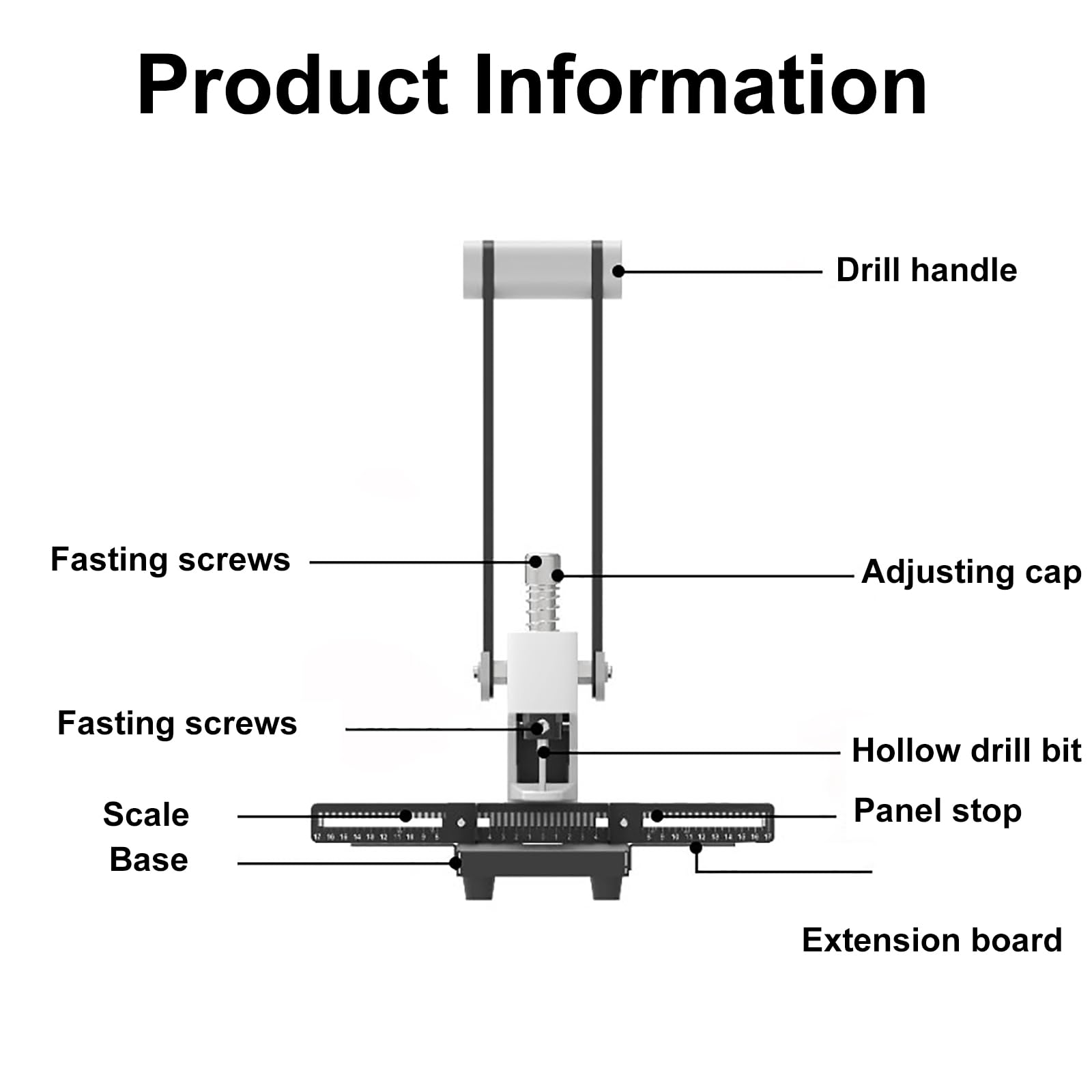 Einzellochmaschine mit verstellbarem Lineal und 6 Bohrern für Papier, Handwerk, Kunststoff und Stoff – Bindungsstärke bis zu 20 mm