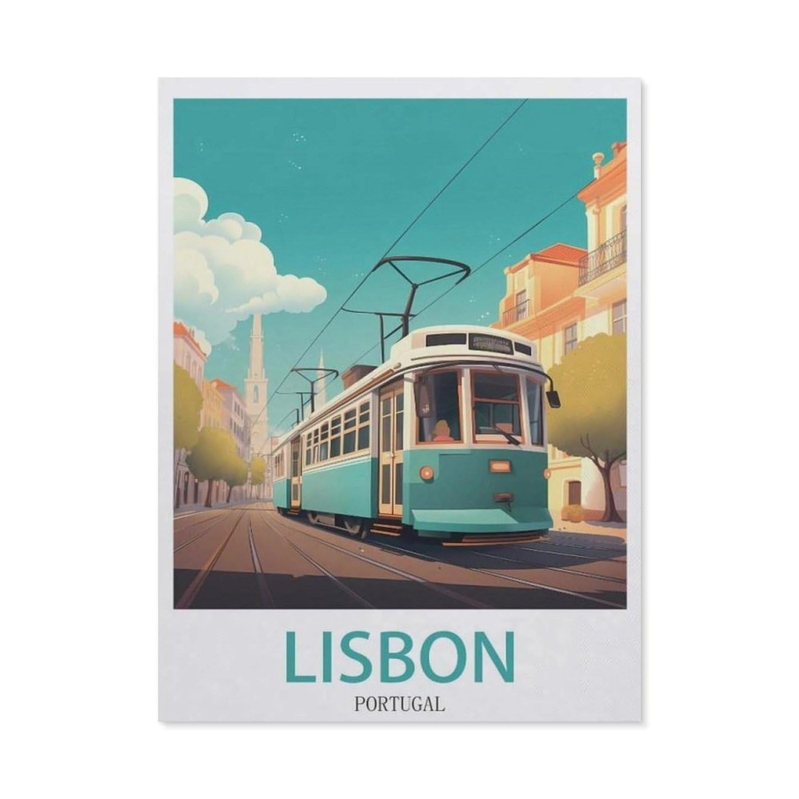 Funny Metal Tin Sign Wall Decor，Lisbon Portugal(15x30cm）