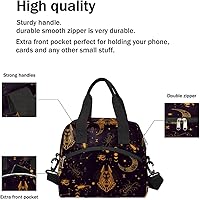 Vista 5 de Lonchera de arte egipcio para mujer, con constelación de luna, aislada, para oficina, reutilizable, con correa ajustable para el trabajo