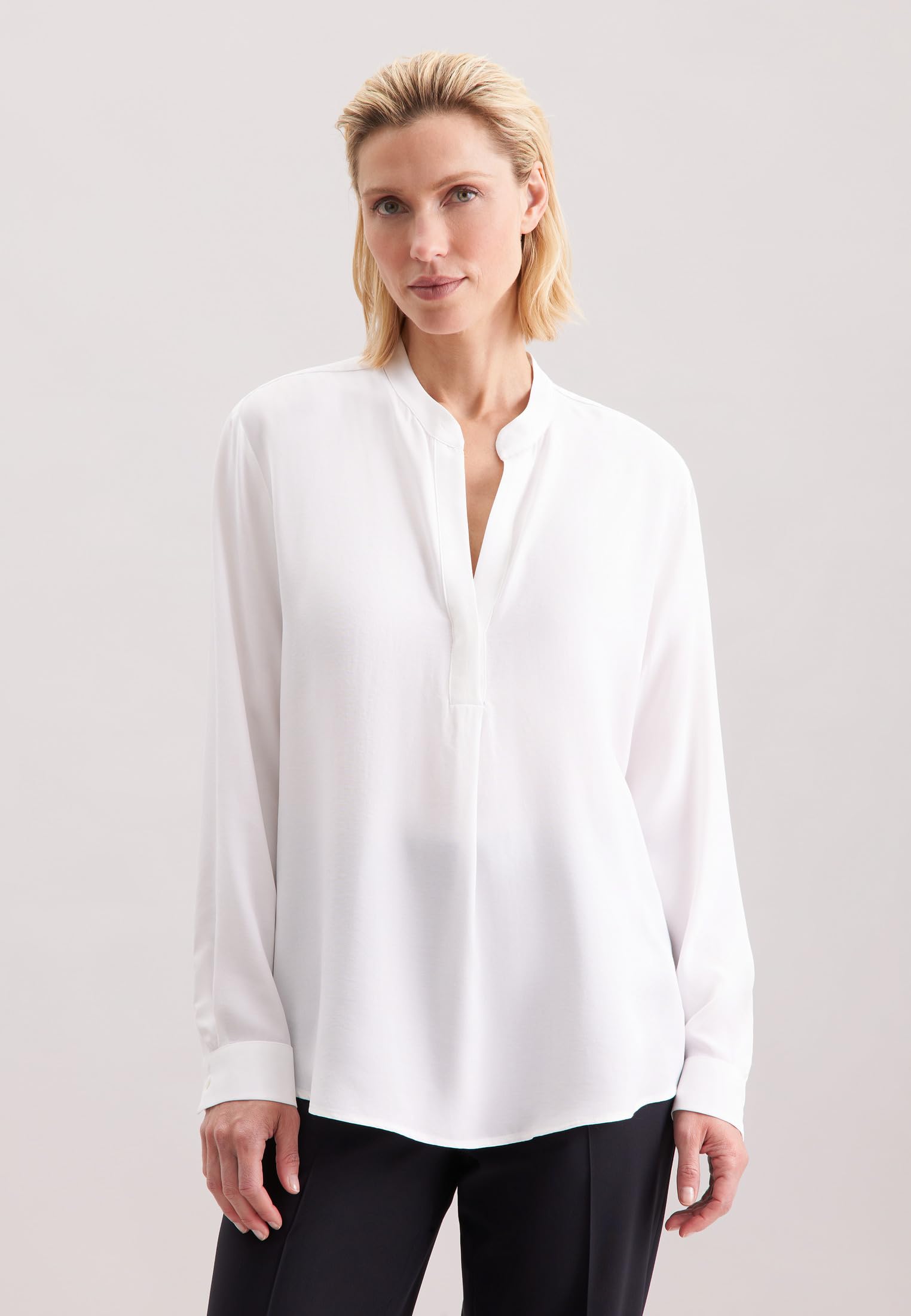 Seidensticker Damen Bluse - City Bluse - Tunika mit V-Ausschnitt - Regular Fit - Langarm - Uni – 100% Viskose