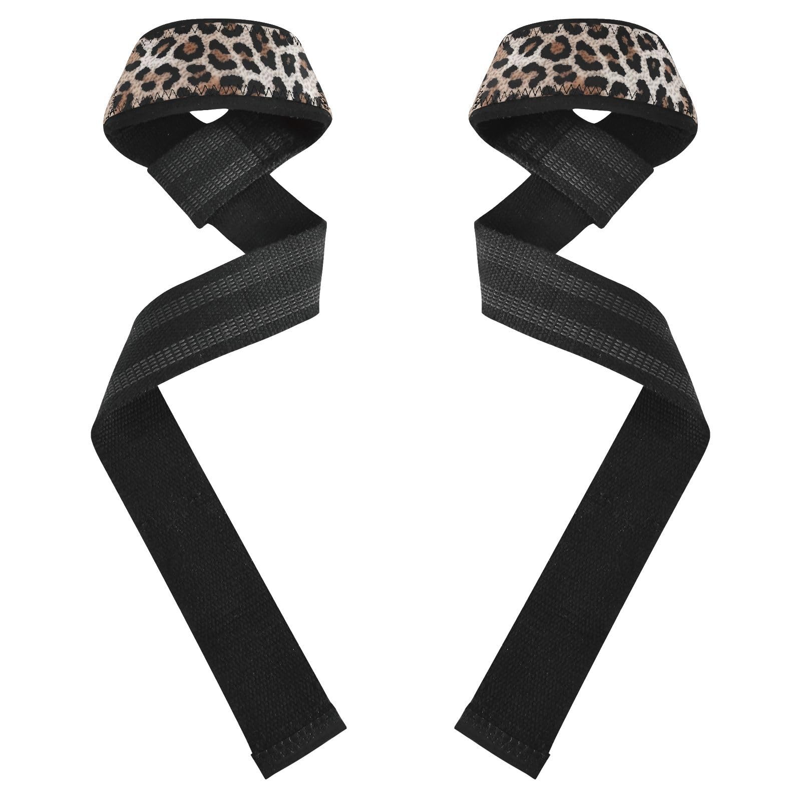 Nander Fashionable Leopard Print Wrist Straps for Weightlifting,Lifting Straps with Neoprene Cushioned Wrist Padded and Anti-Skid Silicone for Strength Training,Bodybuilding,Deadlifting