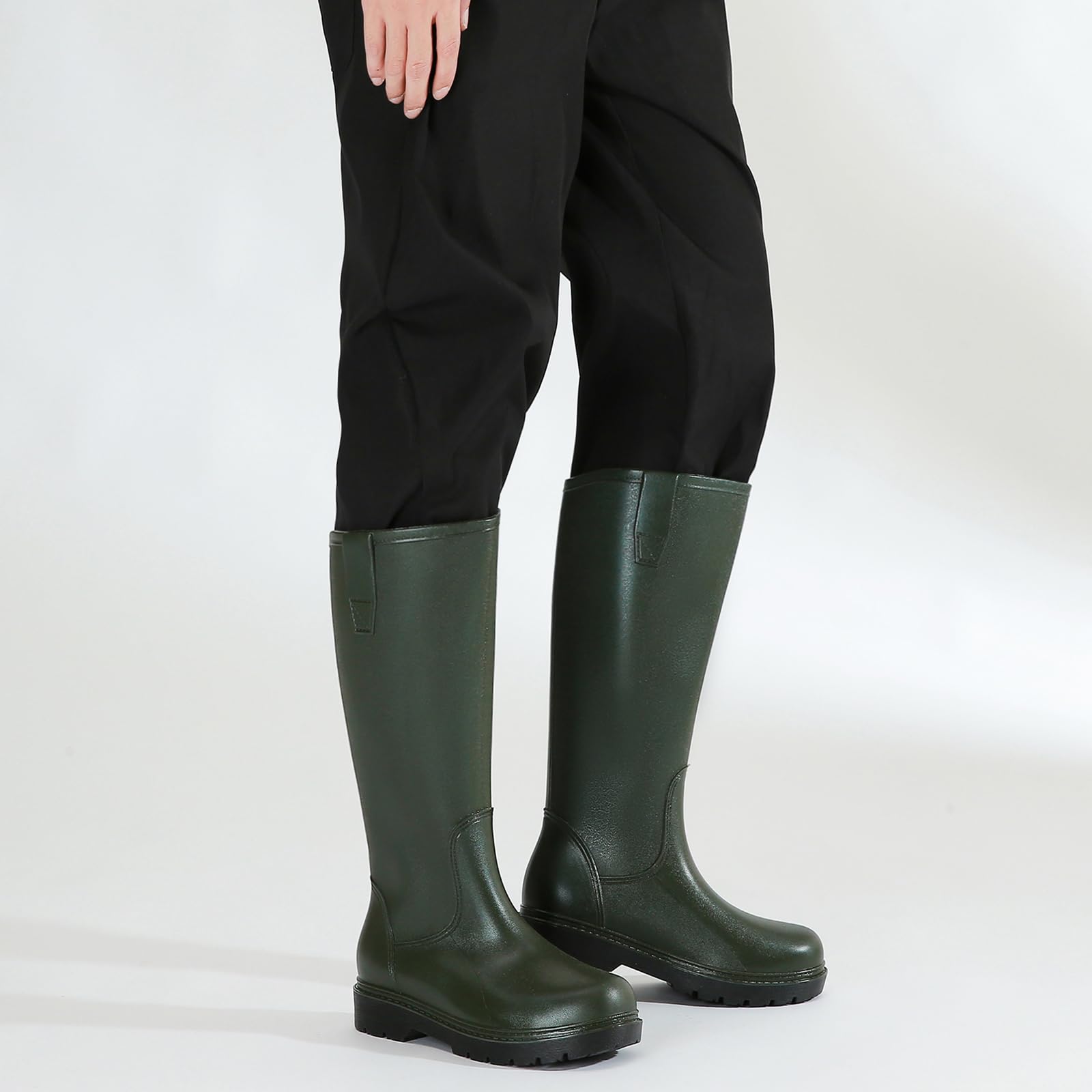 Men’s Rain Boots - Waterproof Rubber Work Boots For Hunting, Gardening, Fishing - Anti-Slip & Adjustable Calf