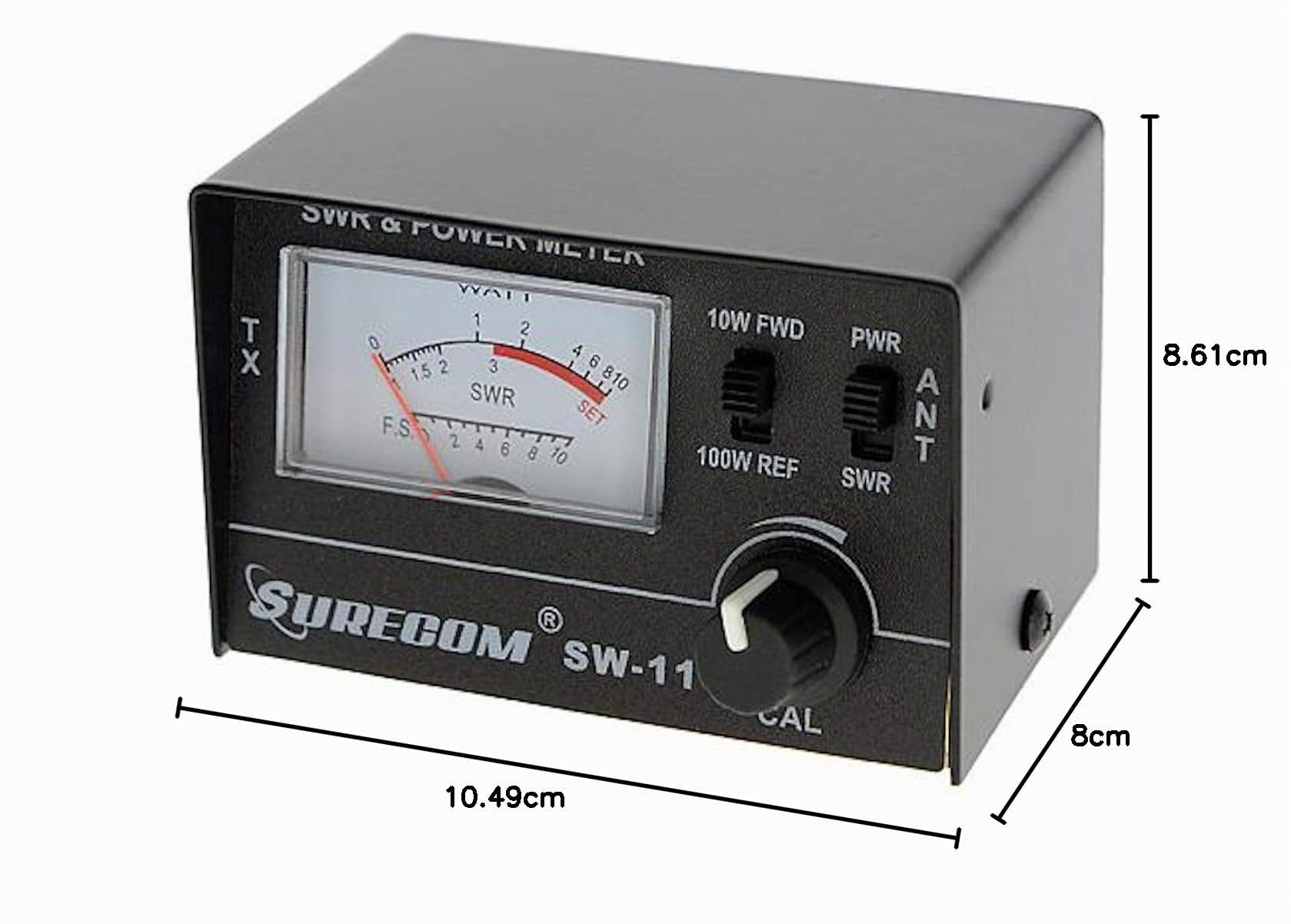 Mcbazel Surecom SW-111 Medidor Analógico para Radios CB: SWR y Potencia, 10W/100W, 27-30 MHz, Compacto y Fácil de Usar