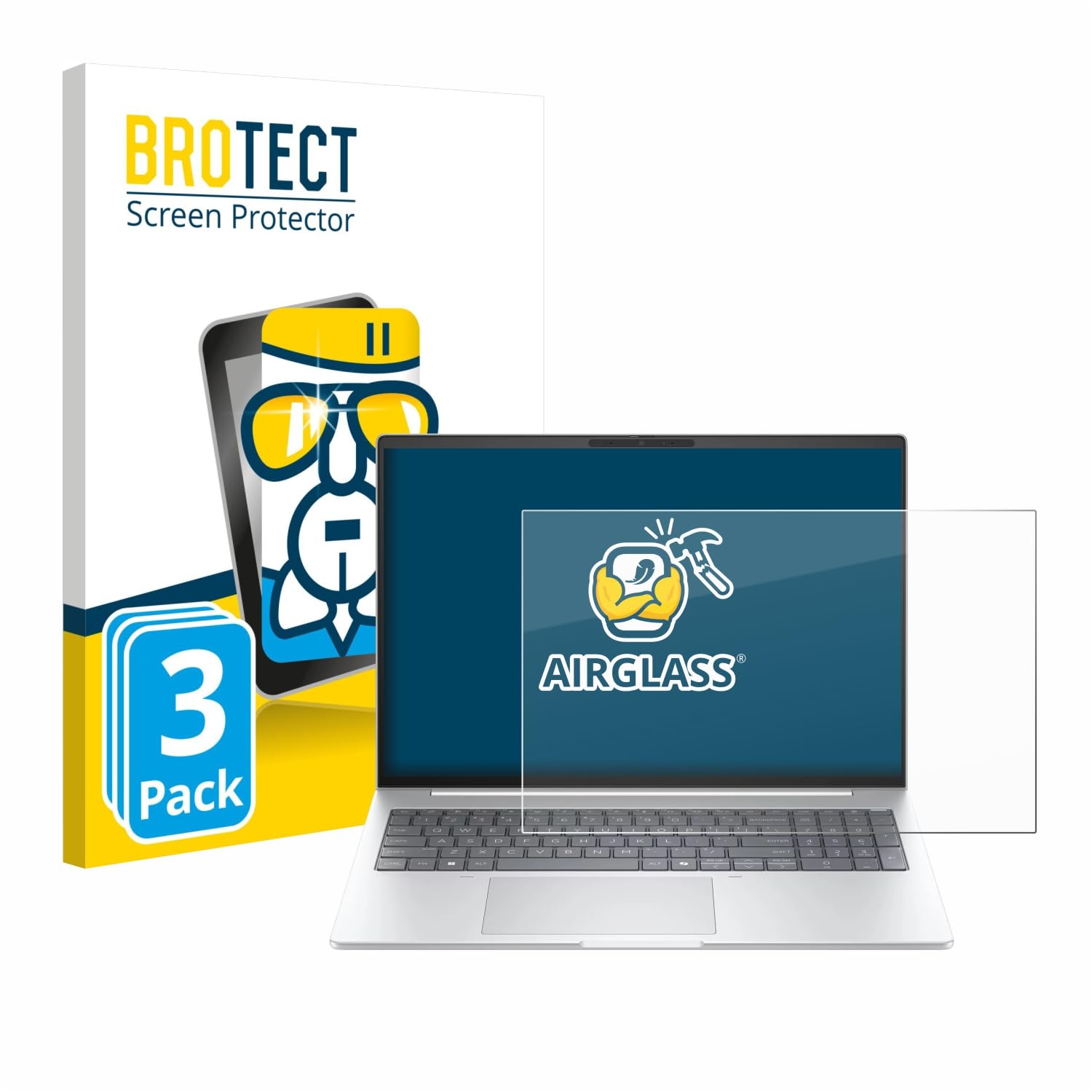 BROTECT 3 Unidades Lámina Cristales para HP EliteBook 8 G1a 16" | Transparente Protección Pantalla Made in Germany, Dureza 9H Anti-Arañazos Protector Cristal