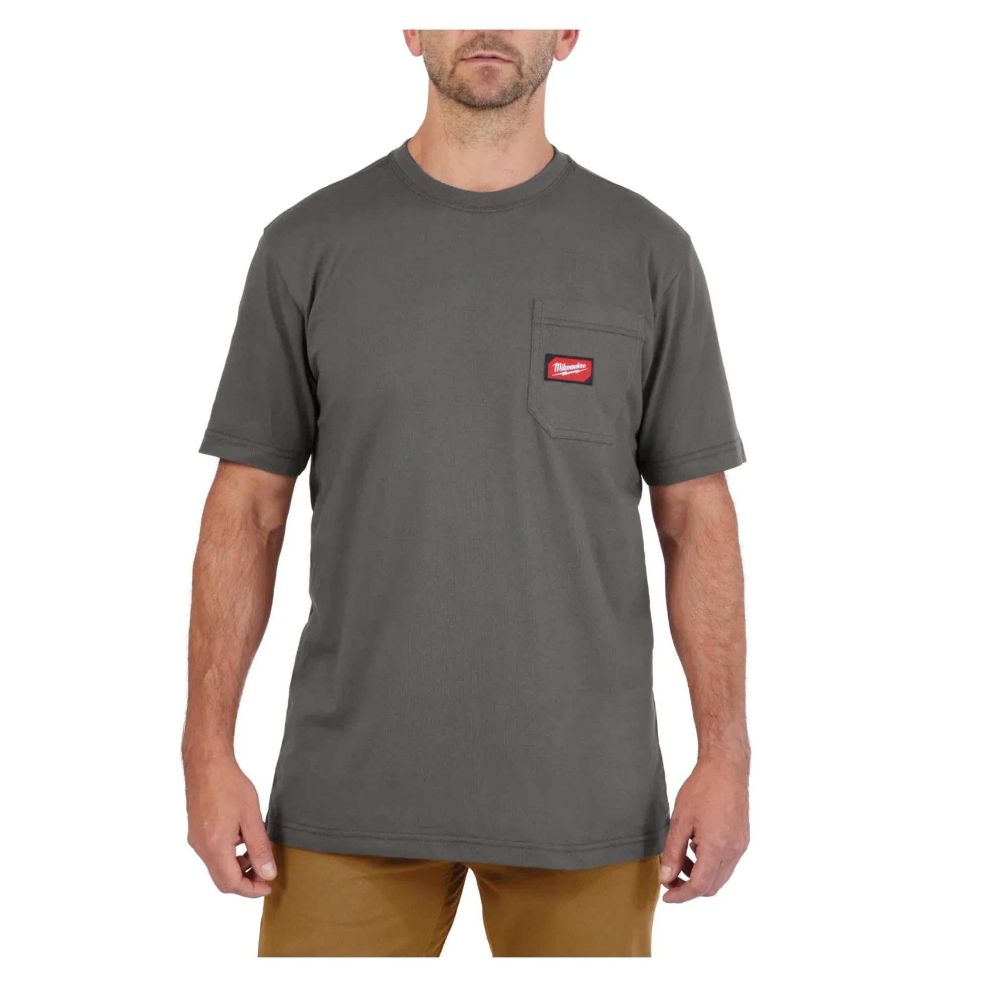 Photo 1 of Milwaukee Pocket T-Shirt: Essential Men's Tee Collection, Chest Pocket, Premium Cotton, Wide Size Range, Superior Durability (US, Alpha, Large, Regular, Regular, Gray)