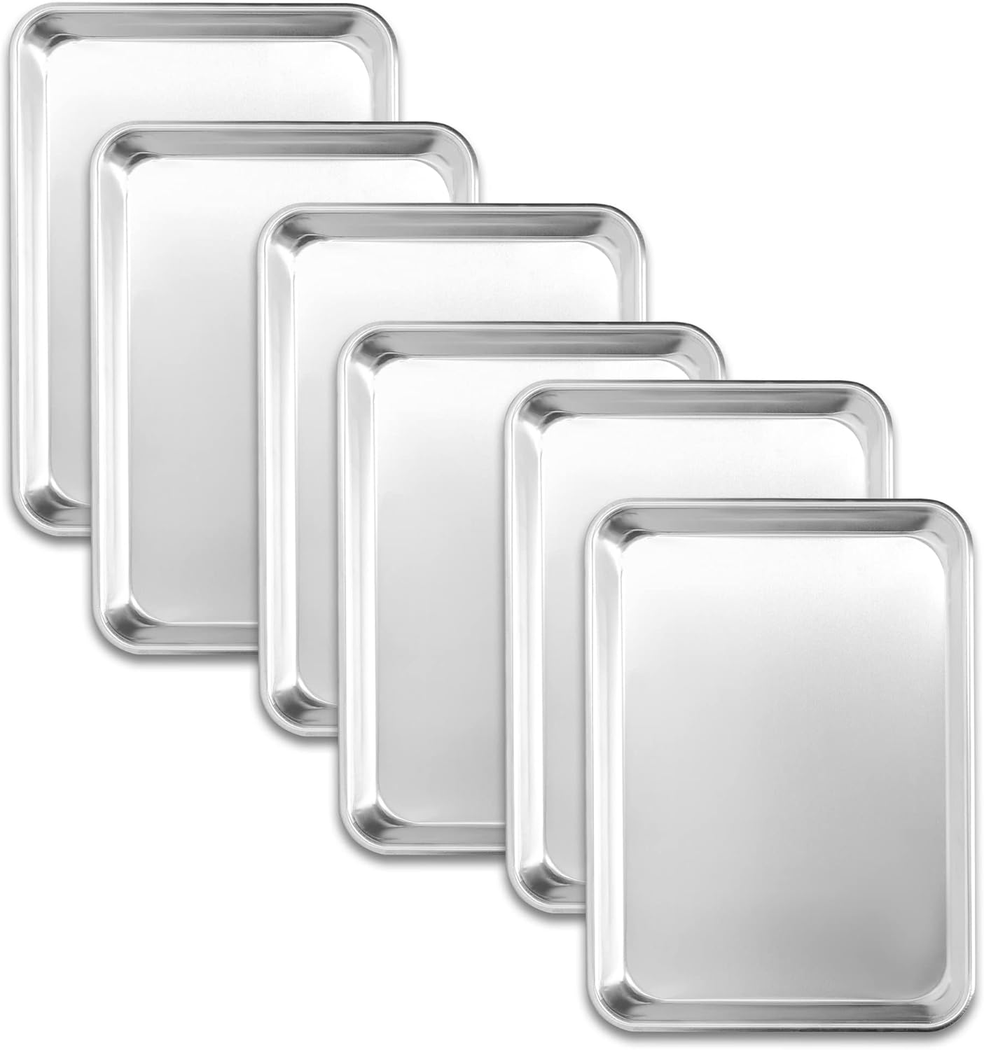 FSUON 6 Pack Quarter Size Baking Sheet Pan, Aluminum
