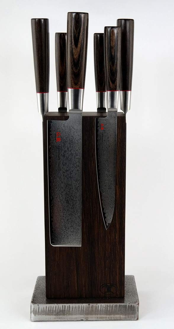 Blockwerk Magnet Messerblock 6er - Räuchereiche für max. 6 Messer - Magnetblock