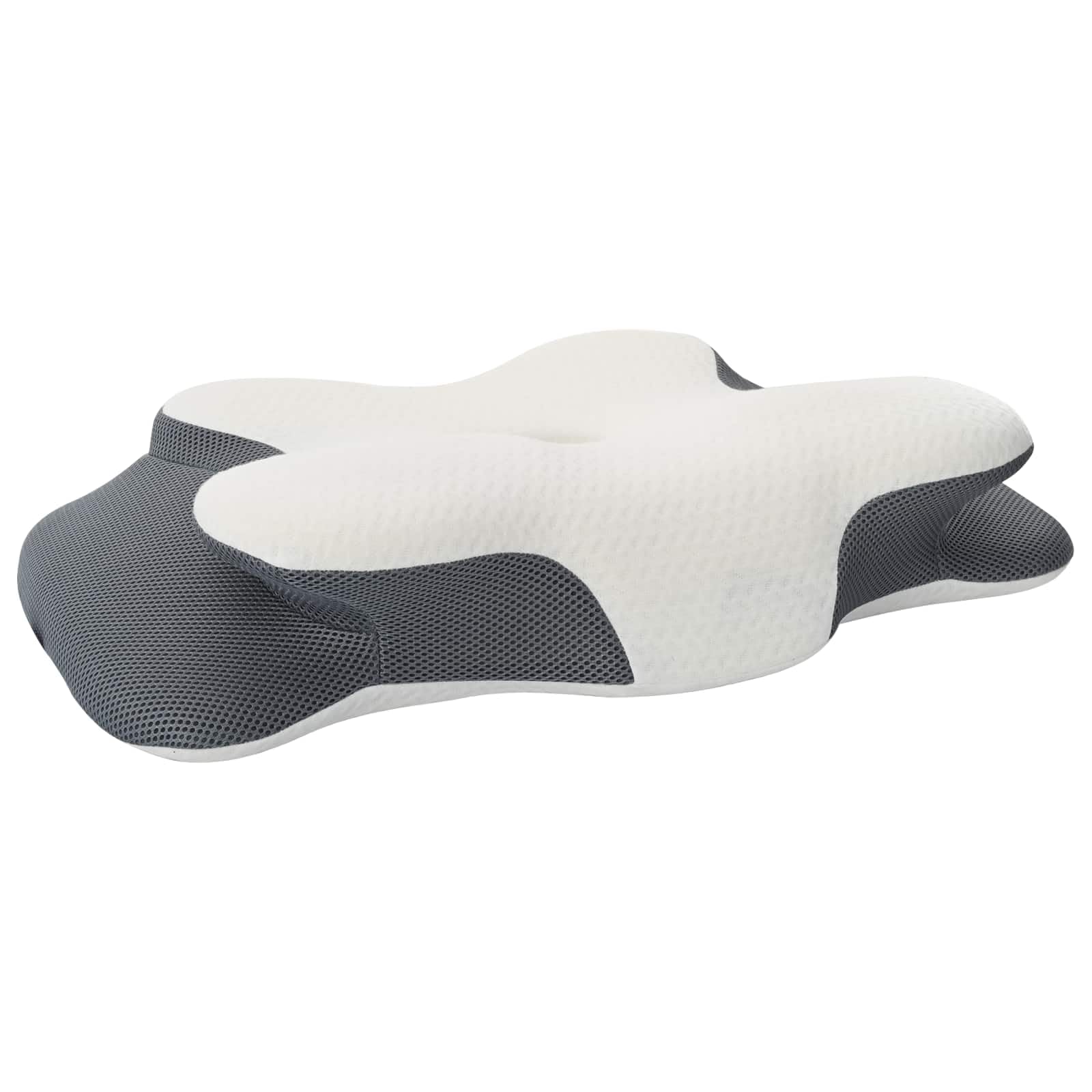 Almohada cervical blanca de espuma viscoelástica 58 x 37,5 x 12 cm, almohada ergonómica con espuma viscoelástica transpirable y funda lavable a máquina para aliviar el dolor de cuello y
