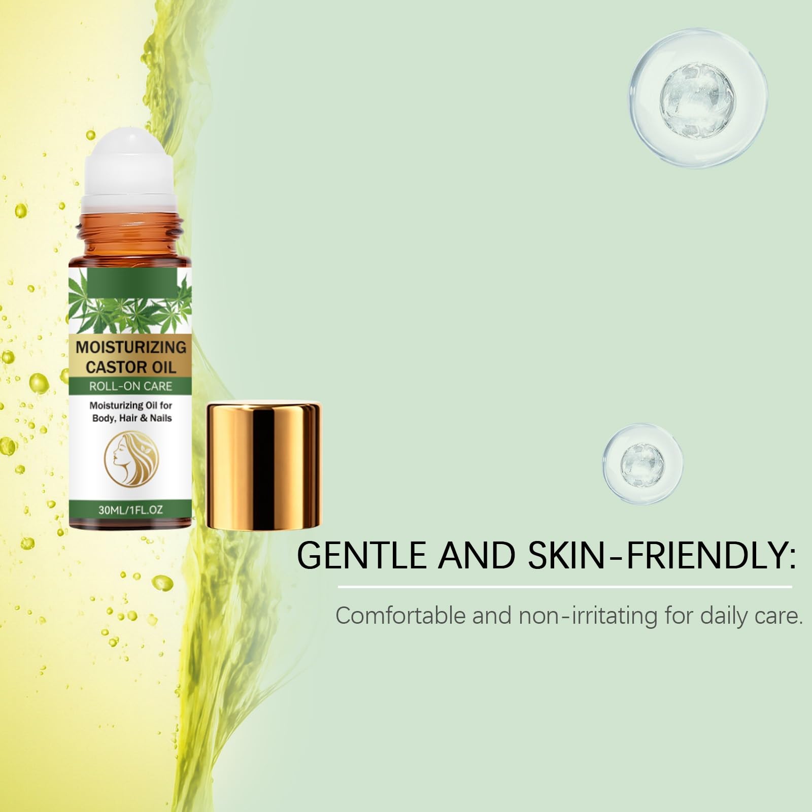 Olio di ricino roll-on per pancia, viso, contorno occhi, pelle del corpo (6