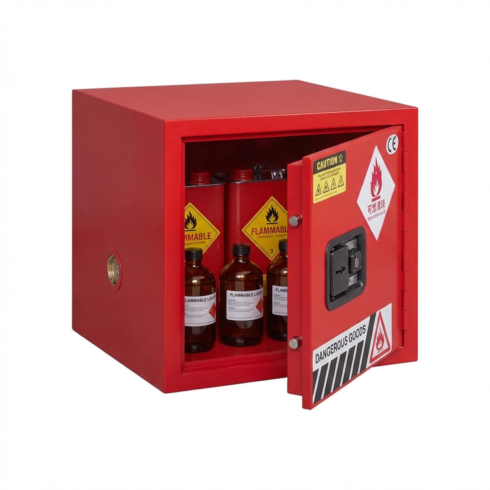 Armario de Seguridad Rojo 8L y 15L - Antiexplosivo para Líquidos Inflamables - Almacenamiento Químico con Toma de Tierra para Laboratorio, Taller, Industria(2gal)