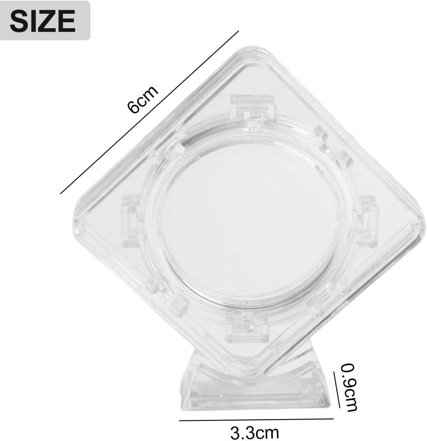 Acrylic Coin Display Case for 40mm Medals, Transparent Commemorative Coin Box with Stand, Clear Round Token Protector and Collectible Showcase Storage Container