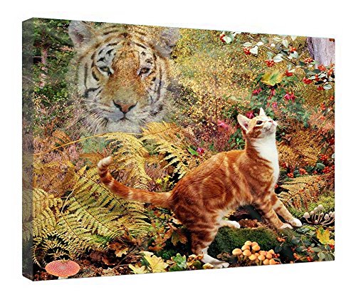 Impression sur toile de tigre avec cadre bois de qualité supérieure 40x50