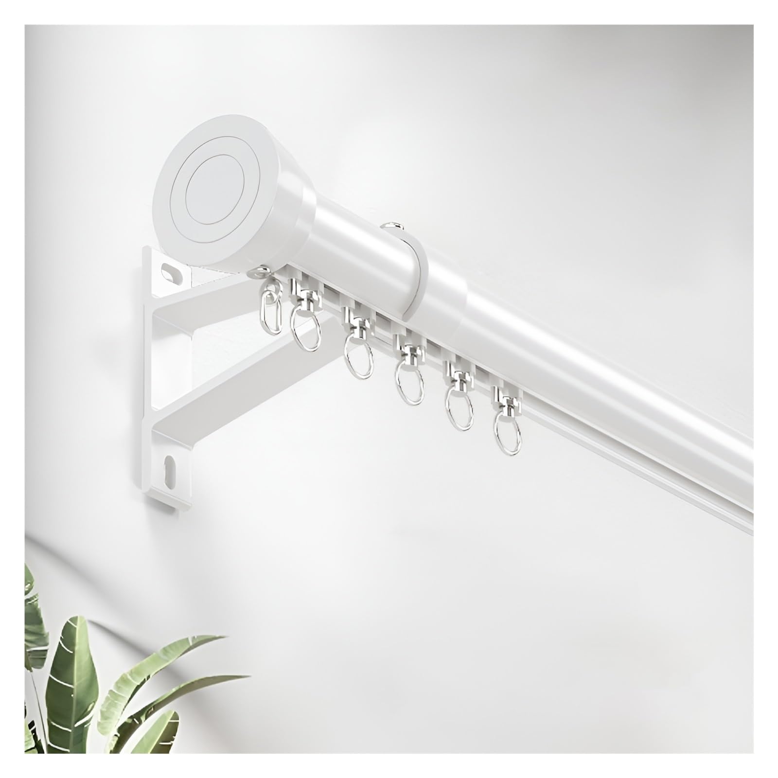 Tringle à rideau murale robuste et silencieuse en aluminium blanc de 240 cm
