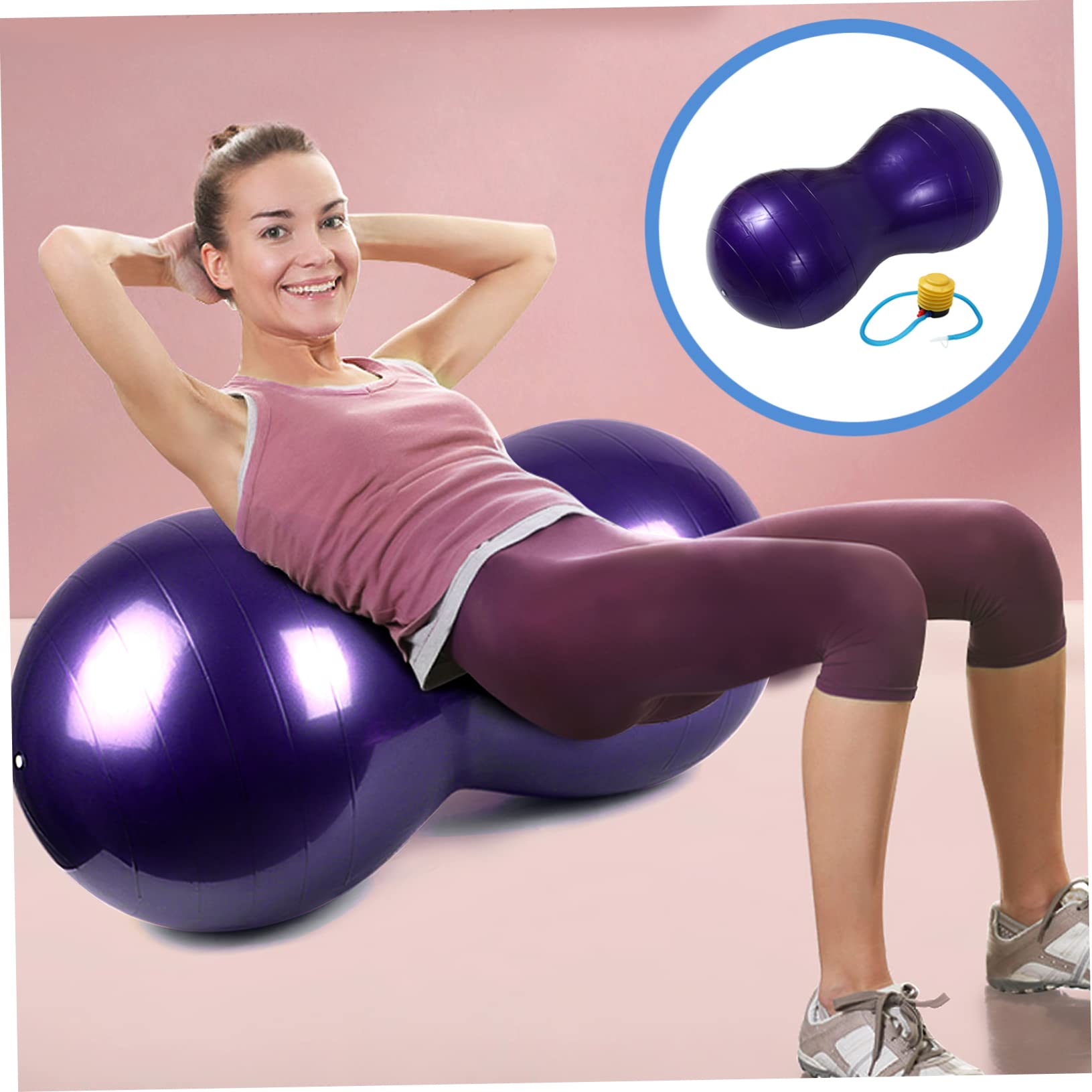 Lila Gymnastikball aus PVC Anti Burst 45x70cm mit Pumpe für Yoga Fitness und Tanz