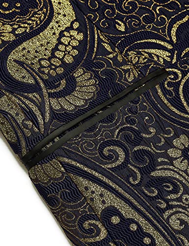 COOFANDY Men's Floral Dress Suit Luxury Embroidered Wedding Blazer Dinner Tuxedo Jacket for Party, Royal Blue, X-Large - Image 6