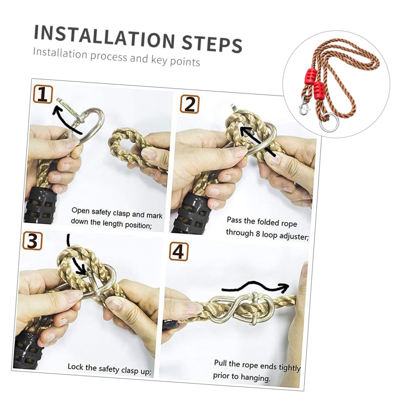 Confezione da 6 Cinghie per Altalena in Nylon Regolabili per Esterni per Giardino Veranda Altalena Kit di Accessori Colore Casuale