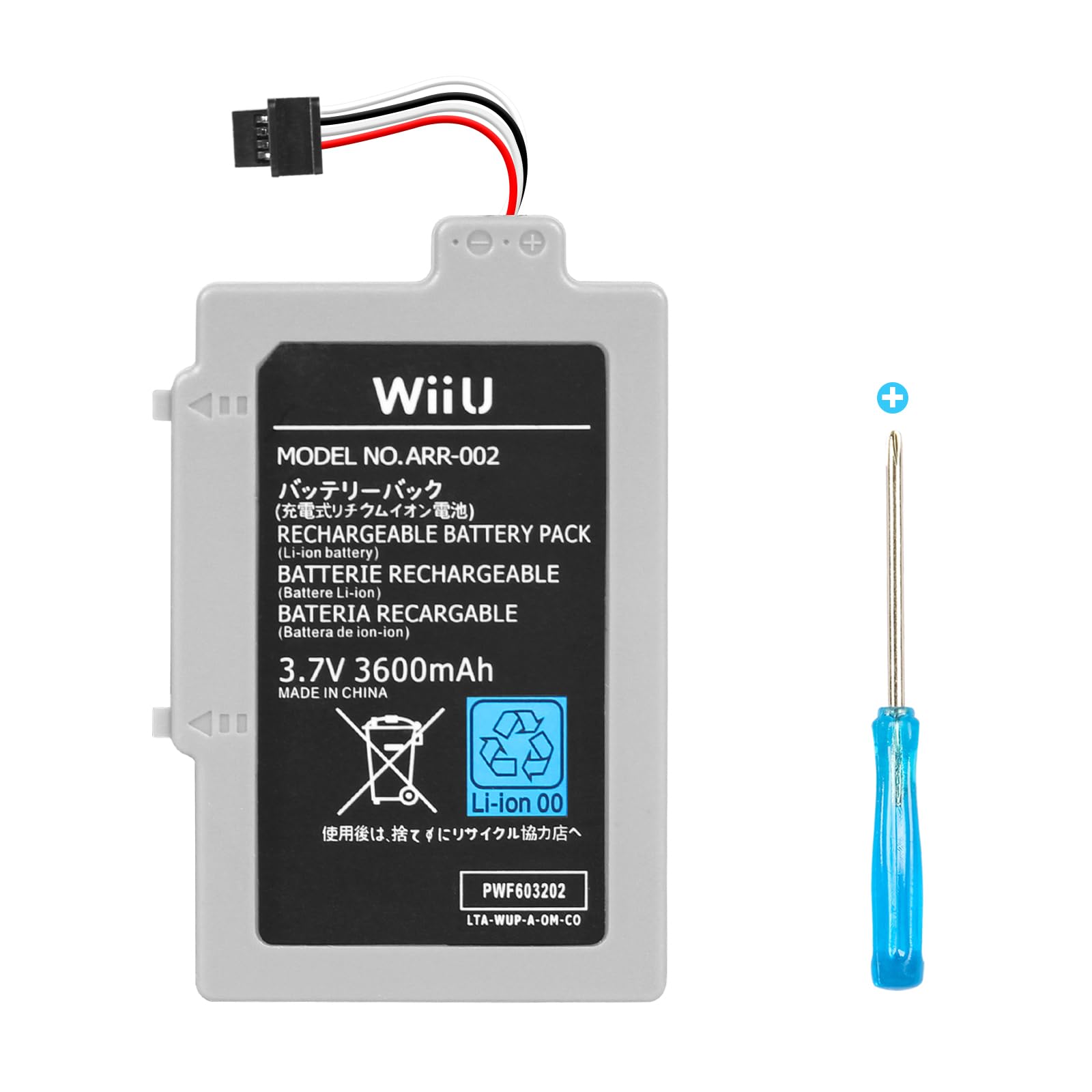 Battery for Nintendo Wii U Gamepad WUP-010 WUP-012 ARR-002 AC1748 AC1612 Gamepad Controller Rechargeable Replacement Battery with Tool