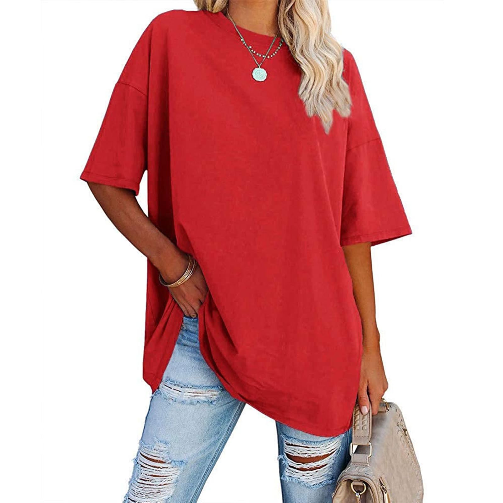 luwita Oversized T Shirts for Women Loose Fit Crewneck Short Sleeve Tops Summer Casual Blouse Y2K 2026 Basic Tees