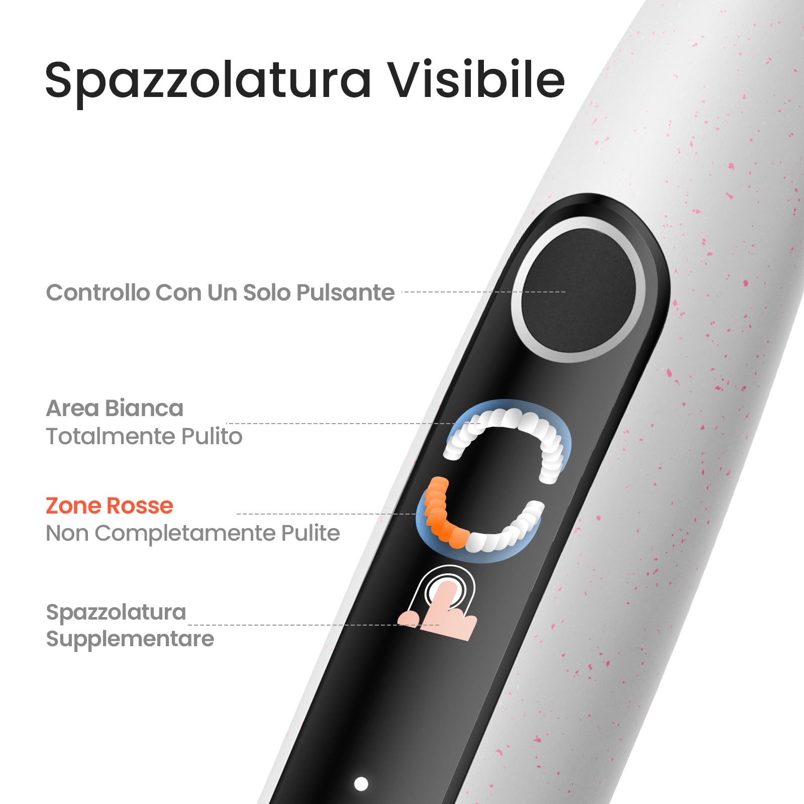Oclean X Lite Spazzolino elettrico, Spazzolino elettrico intelligente, 5 Modalità, 72000 movimenti al minuto, Spazzolatura supplementari, Durata 40 giorni, Promemoria batteria scarica, IPX7, Grigio