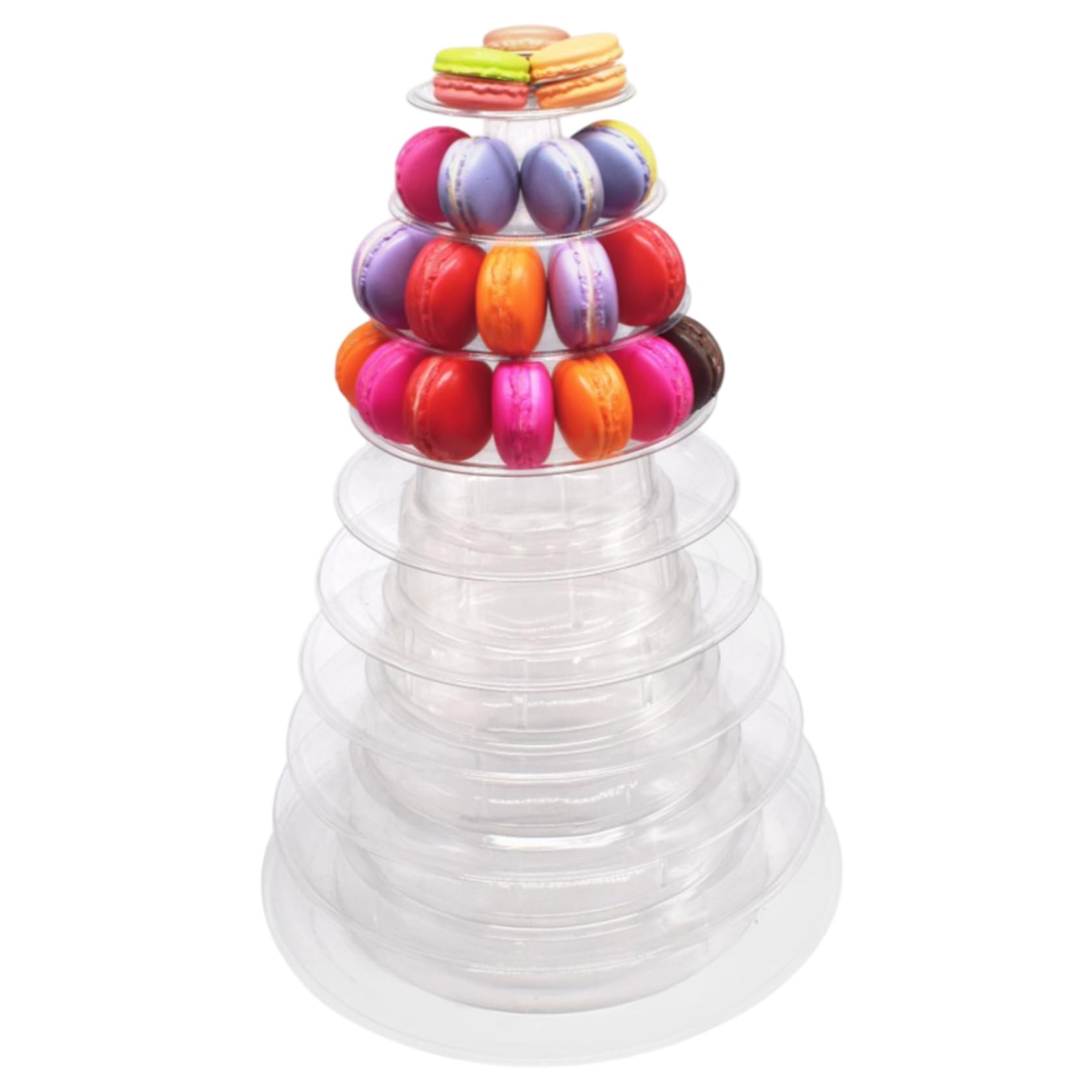 Macaron Tower Stand, vassoio rotondo trasparente a 10 ripiani per dessert, matrimoni, baby shower, feste di compleanno, espositore multiuso per torte, robusto ed elegante