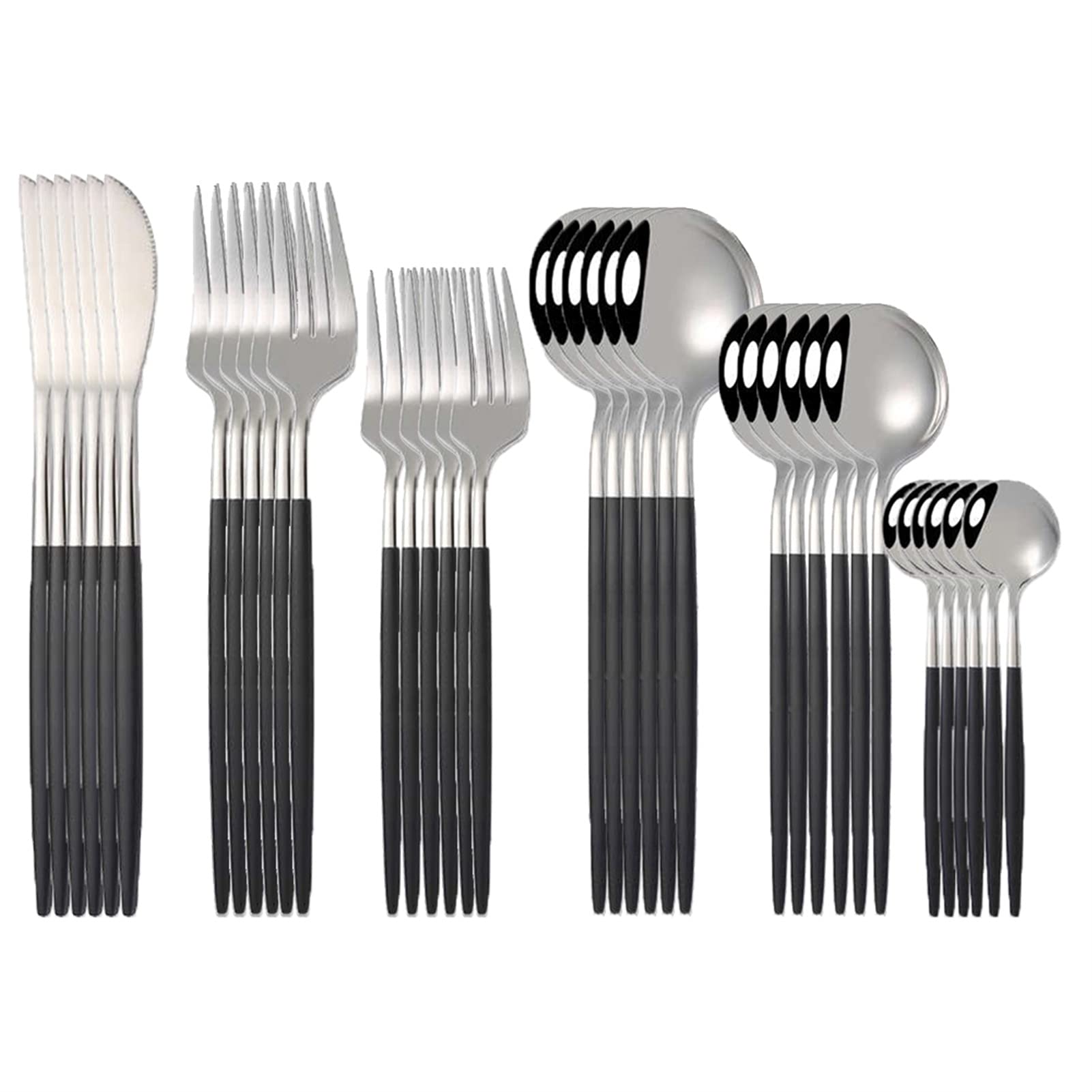 Couverts noir et argent de 36 pièces en inox chic pour sublimer vos dîners
