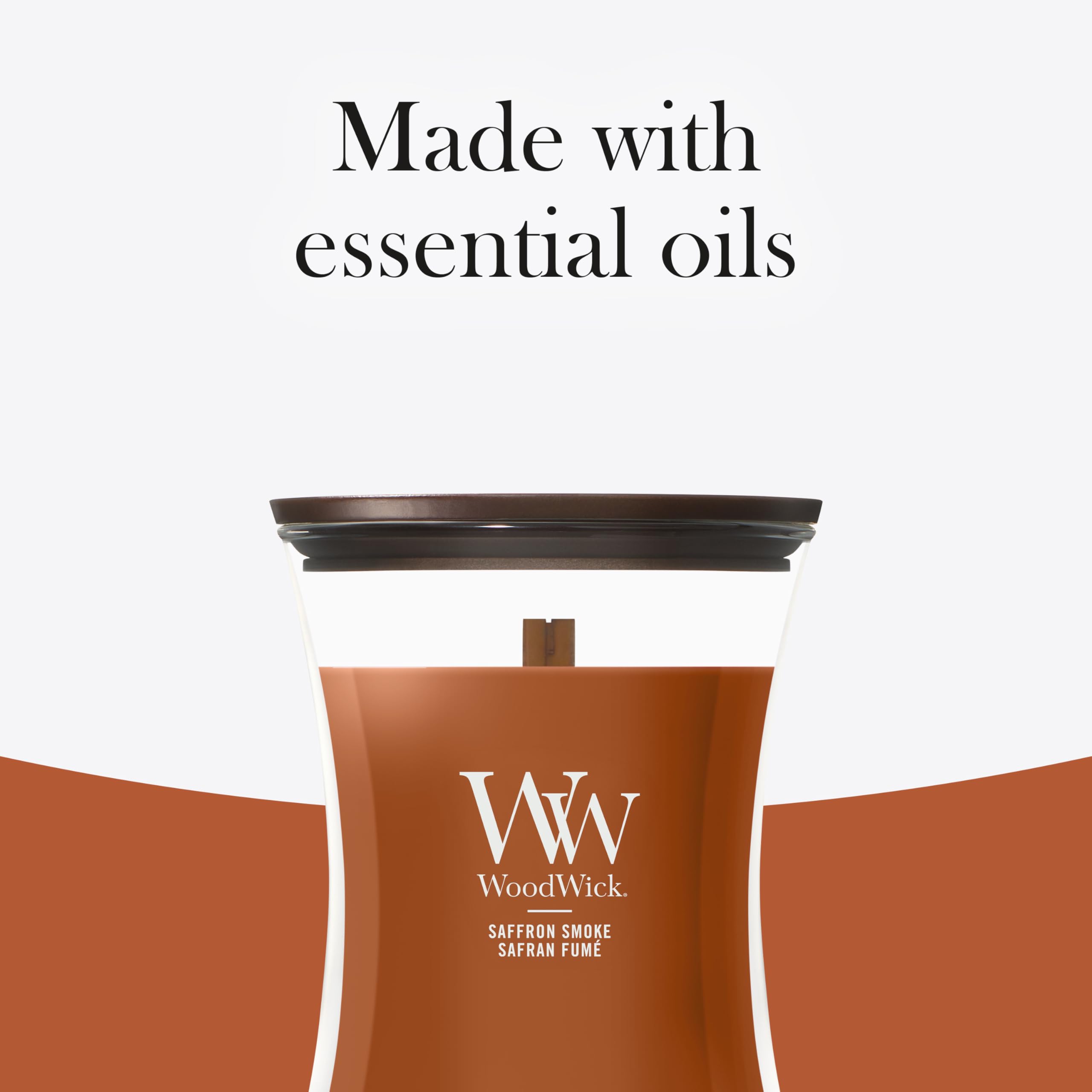 WoodWick Świeca zapachowa, duża świeca klepsydrowa, Saffron Smoke | idealne prezenty dla kobiet