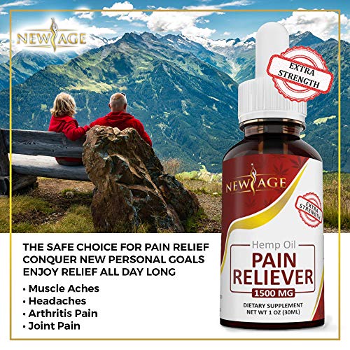 2 Pack Hemp Oil Pain Reliever, 1500mg of Organic Hemp, Pain Relief, Extra Strength, Grown & Made in The USA by New Age