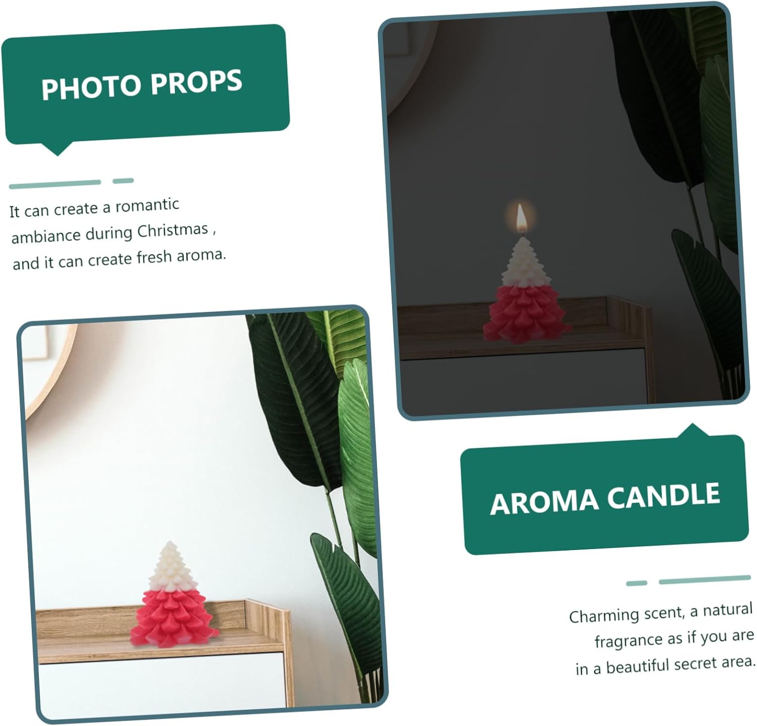 Xmas Tree Scented Candle, Red Soy Wax Decorative Aromatherapy