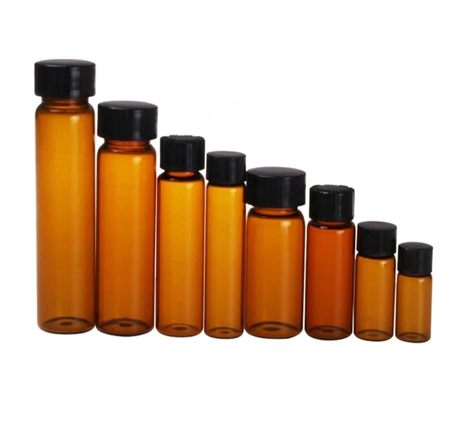 CQAHDSEVF Borosilicate Glass Bottles, Brown Glass Sample Bottles With Screw Cap, Multiple Sizes, 20/50 Pieces(3ml 50 pieces)